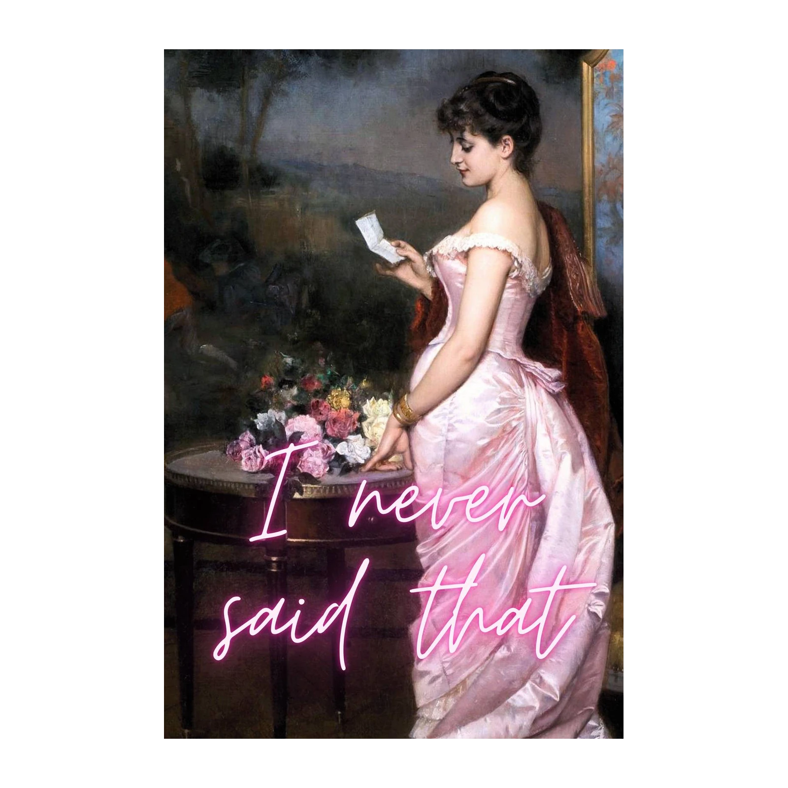 Vintage Woman Pink Dress "I never said that" Wall Art