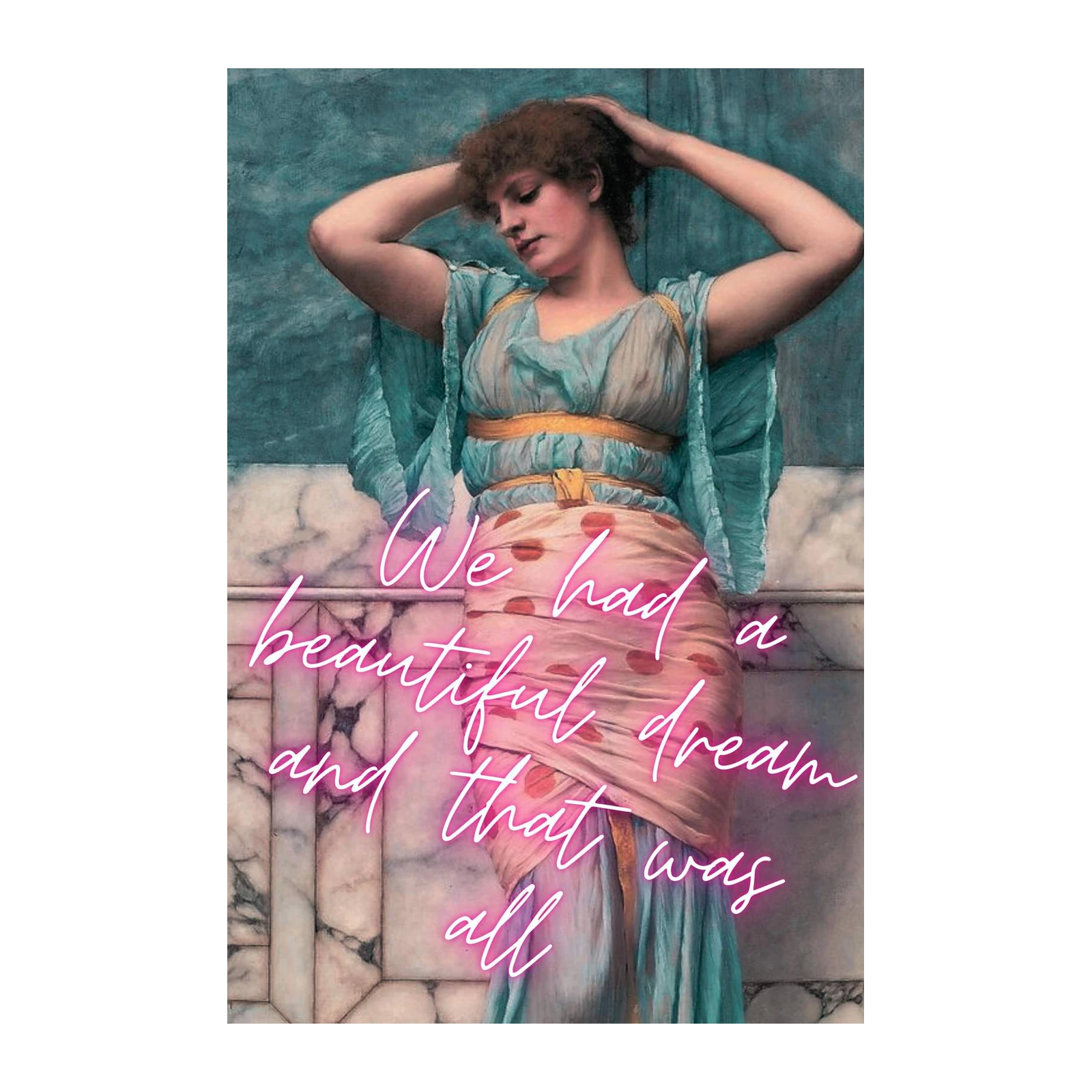 Dreamy Woman Portrait with Neon Quote Wall Art