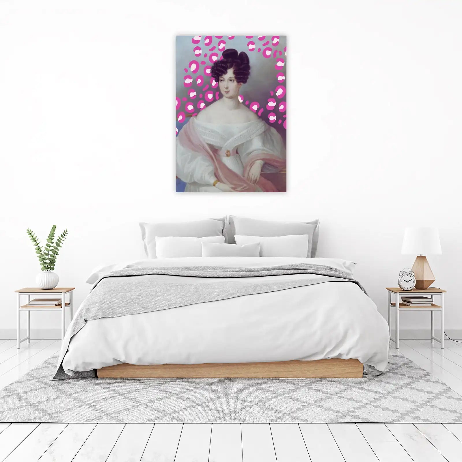 Retro Diva Portrait Pink Leopard Wall Art