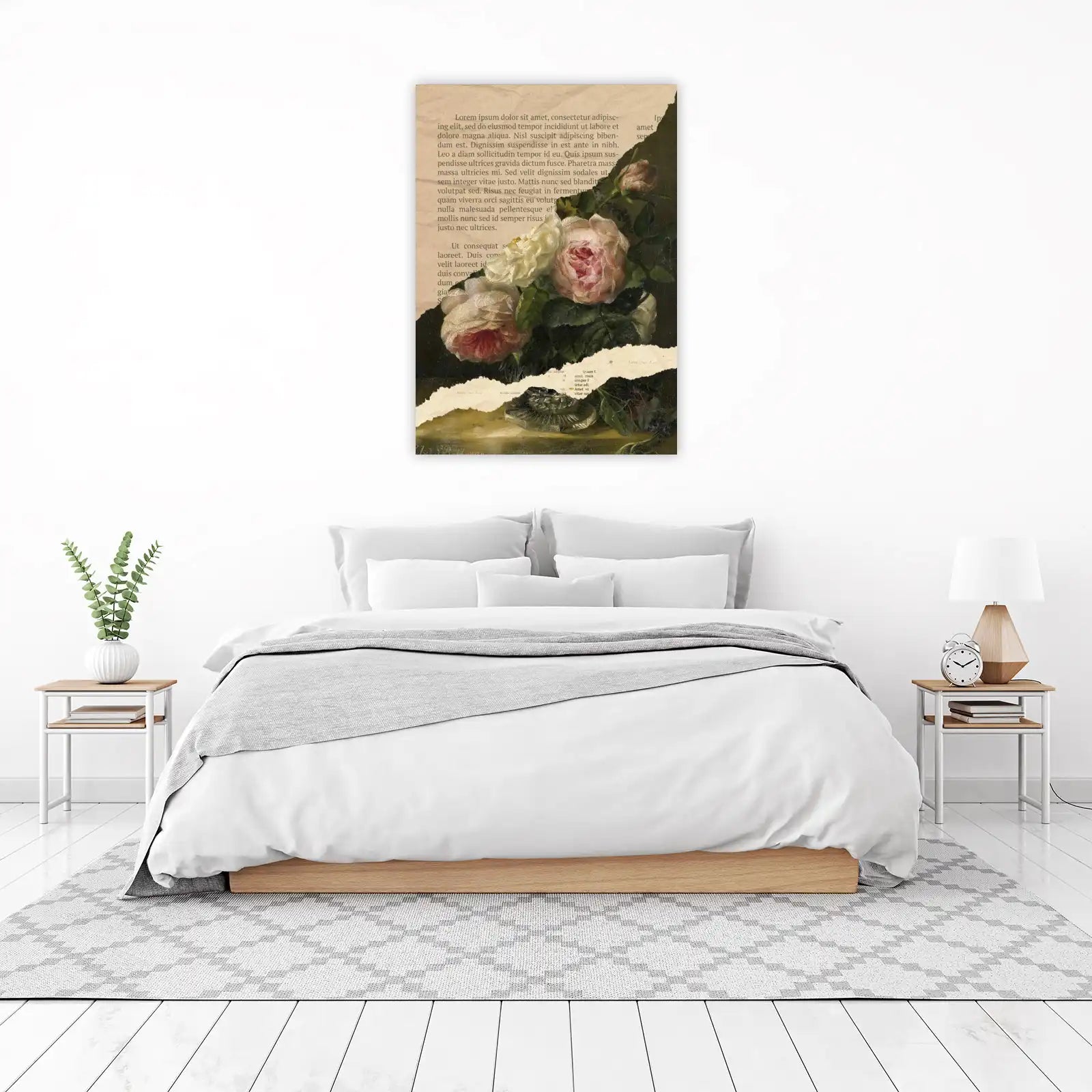 Vintage Rose Collage Wall Art - Romantic Floral Art