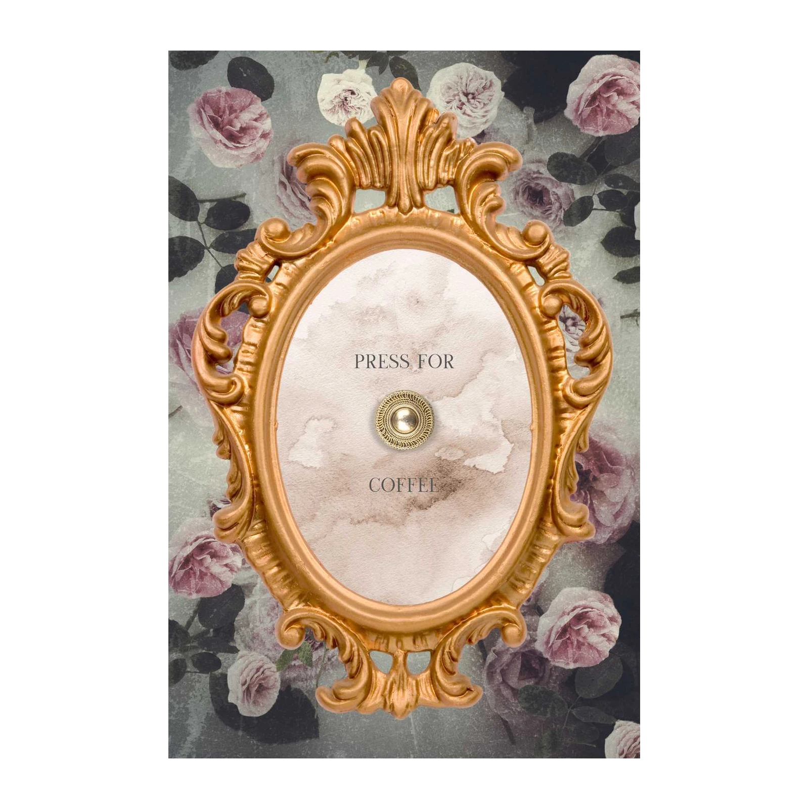 Vintage Floral Coffee Press Button Wall Art