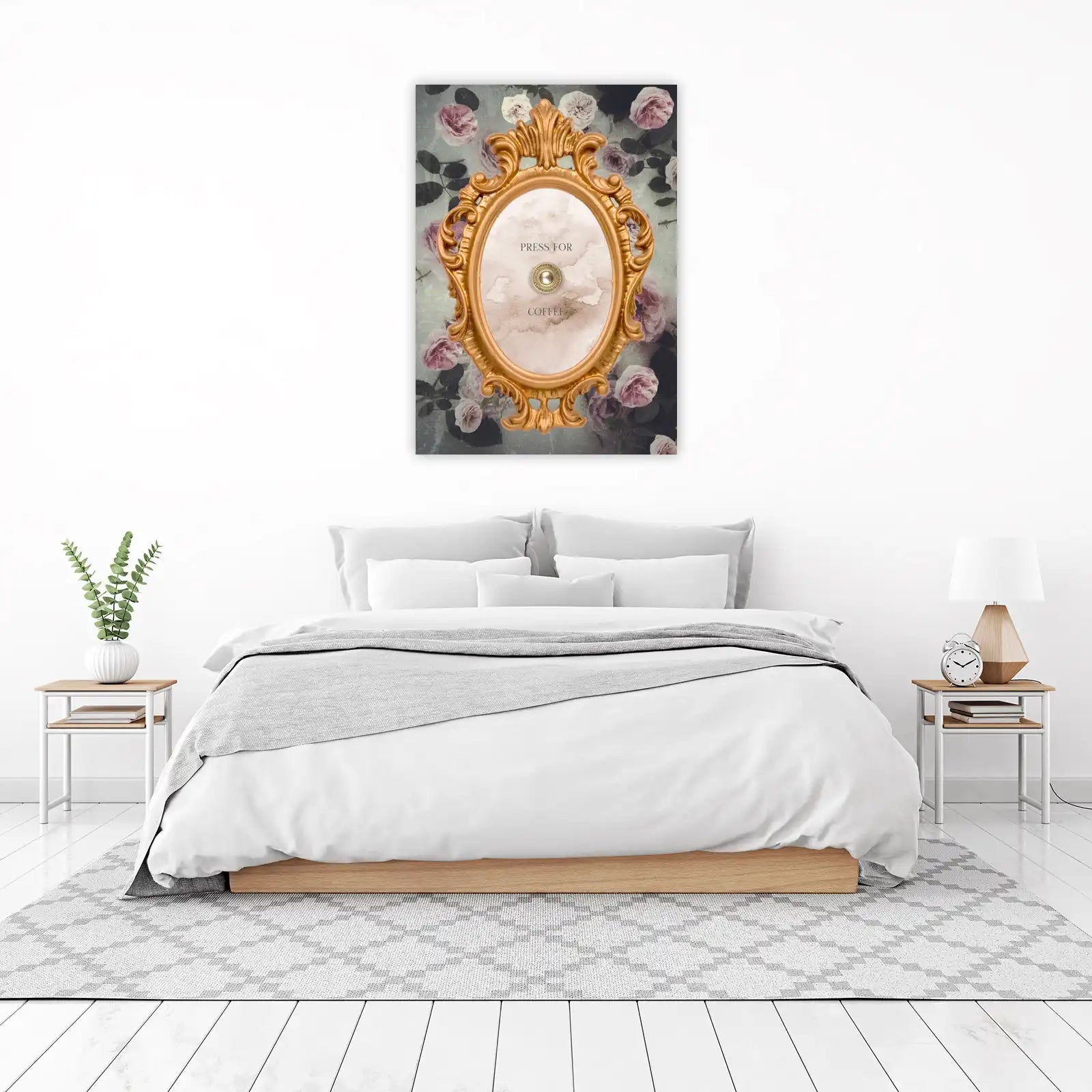 Vintage Floral Coffee Press Button Wall Art