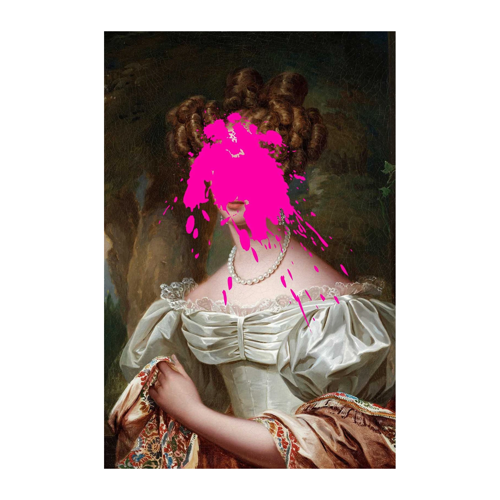 Bold Portrait with Pink Splatter Wall Art