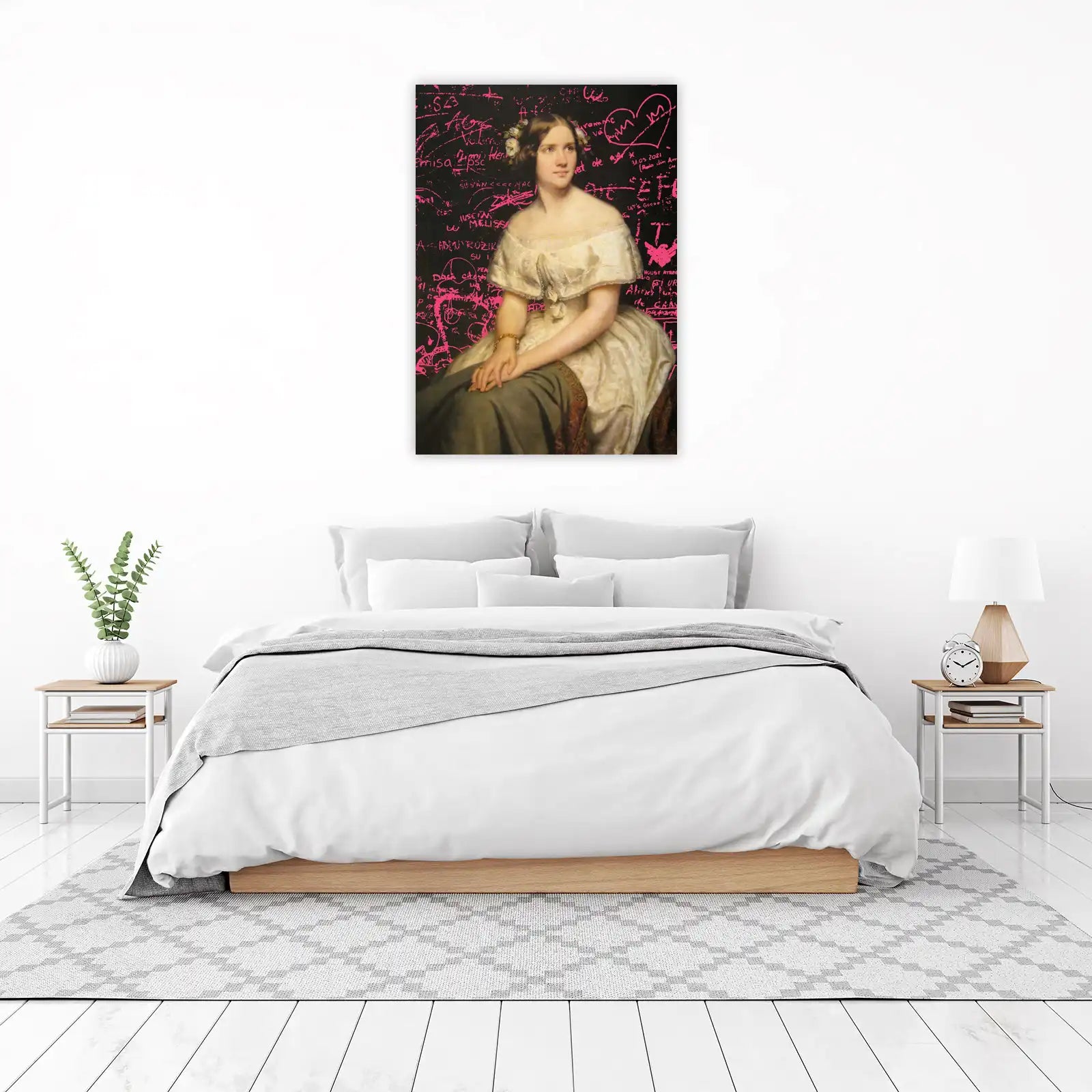 Victorian Portrait with Pink Graffiti Wall Art