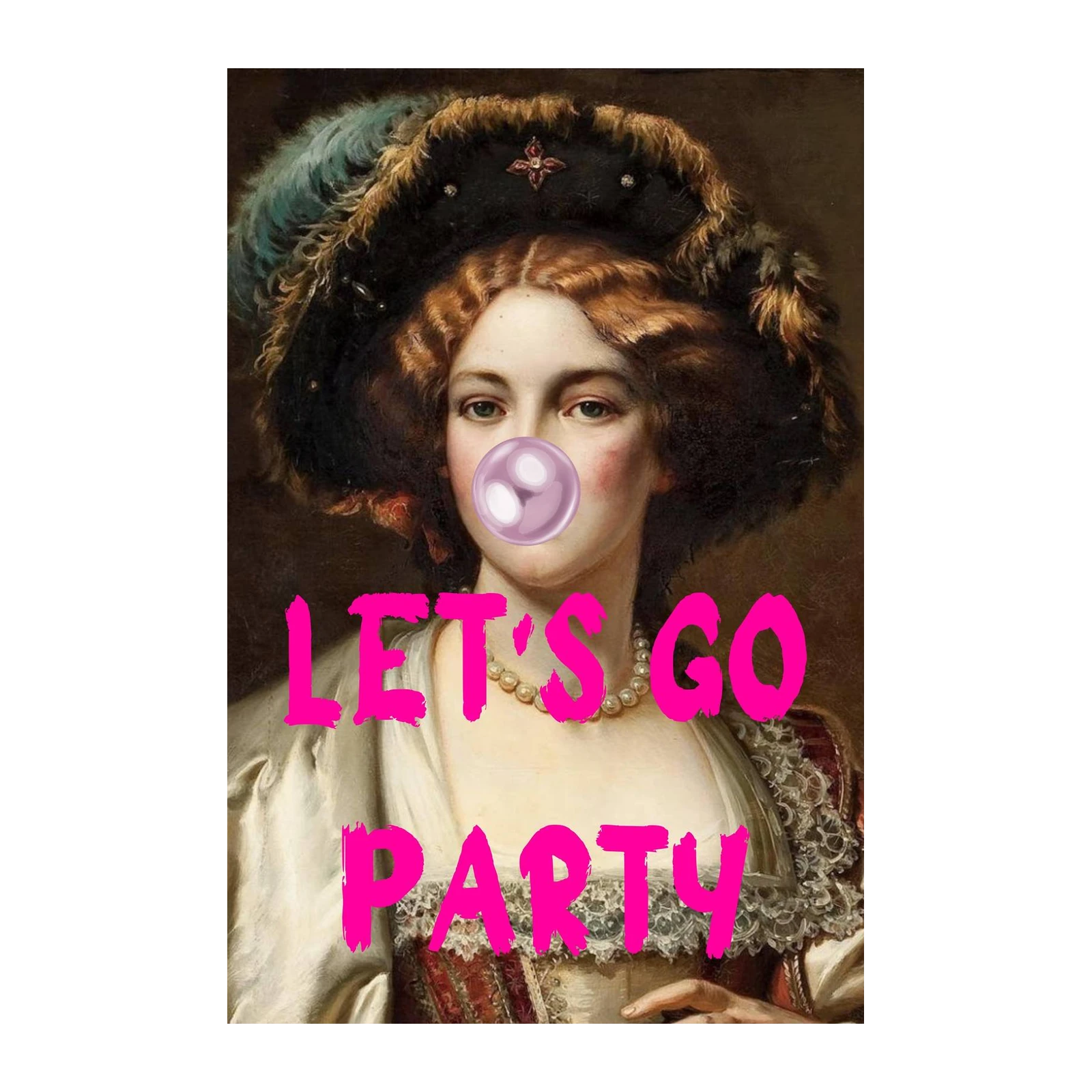 Victorian Lady Bubblegum "Let's Go Party" Wall Art