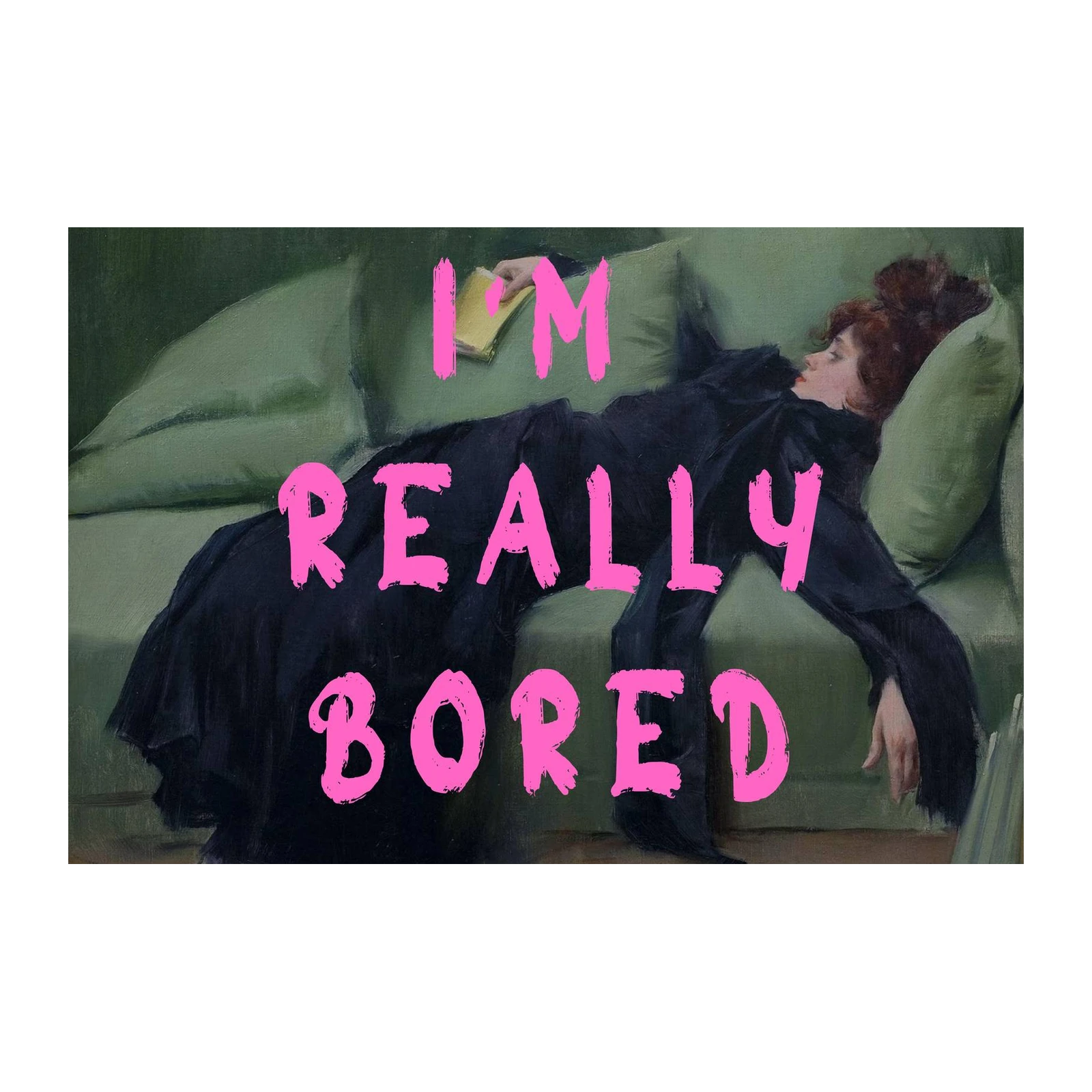Boredom Vintage Woman Pink Text Wall Art