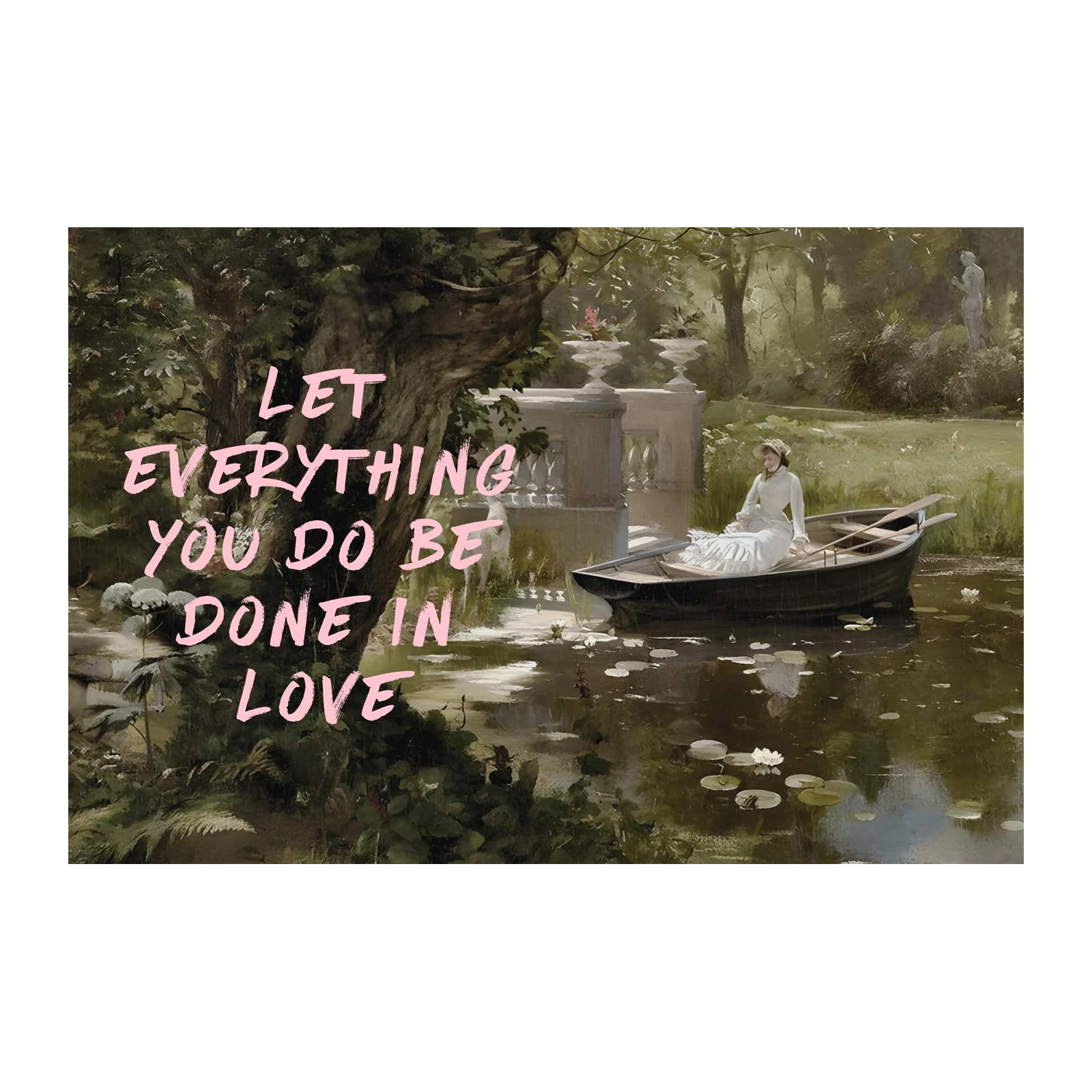 Serene Garden Boat Ride Love Quote Wall Art