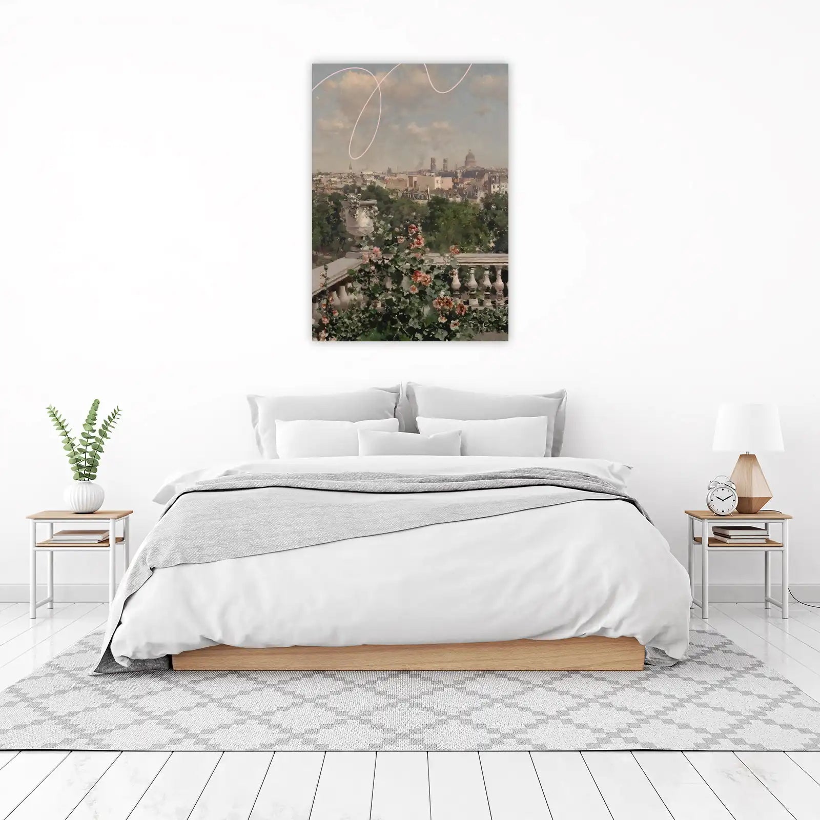 Parisian Balcony Floral Cityscape Wall Art