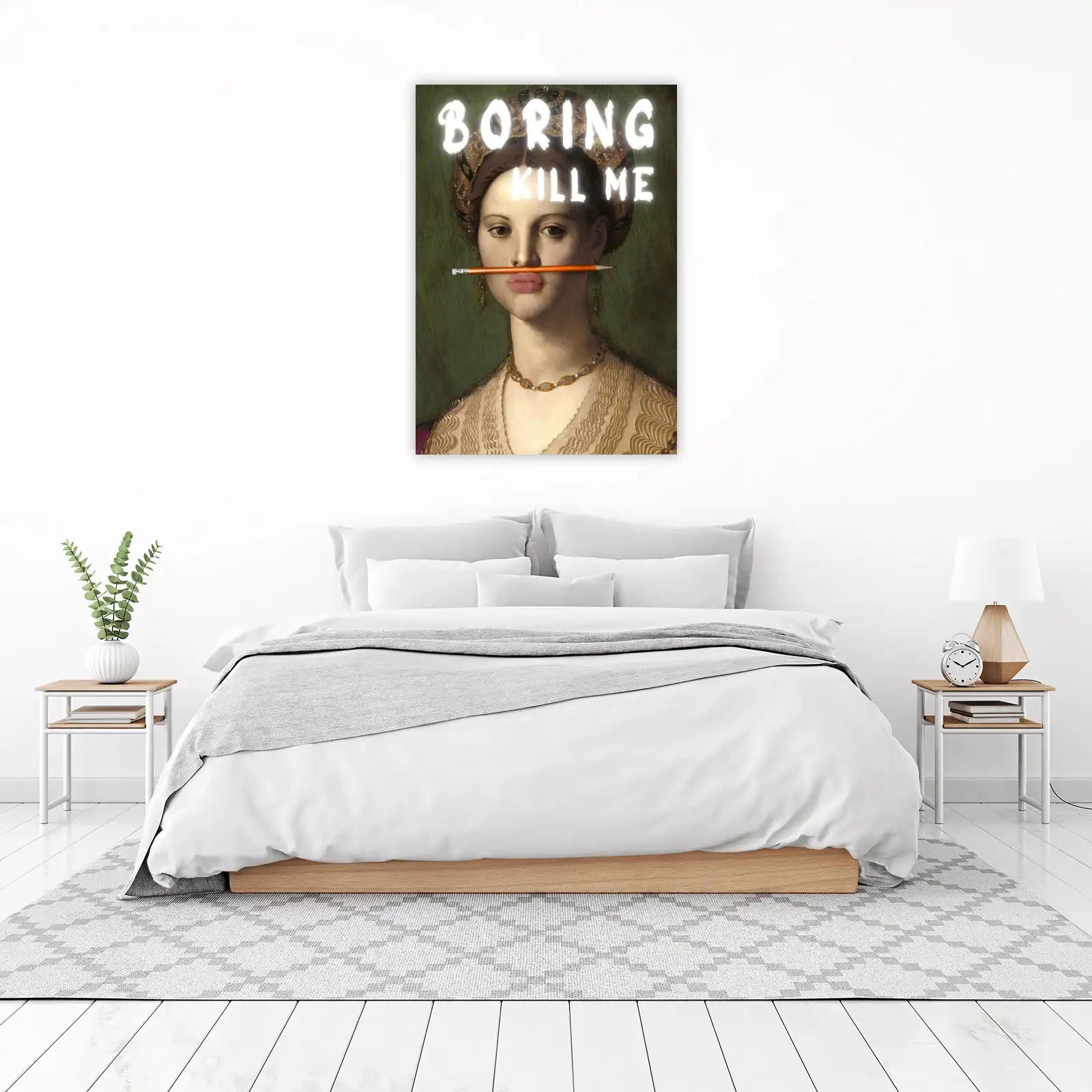 Bold 'Boring Kill Me' Renaissance Woman Wall Art