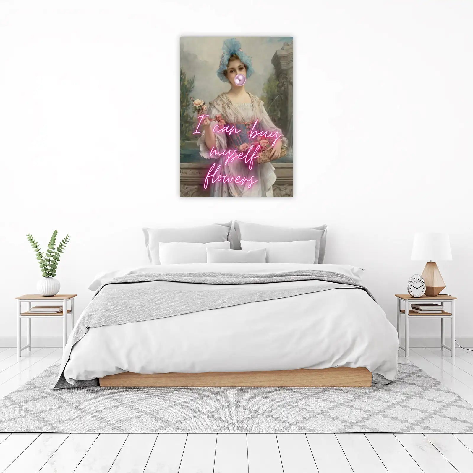 Vintage Girl Floral Bubblegum Wall Art