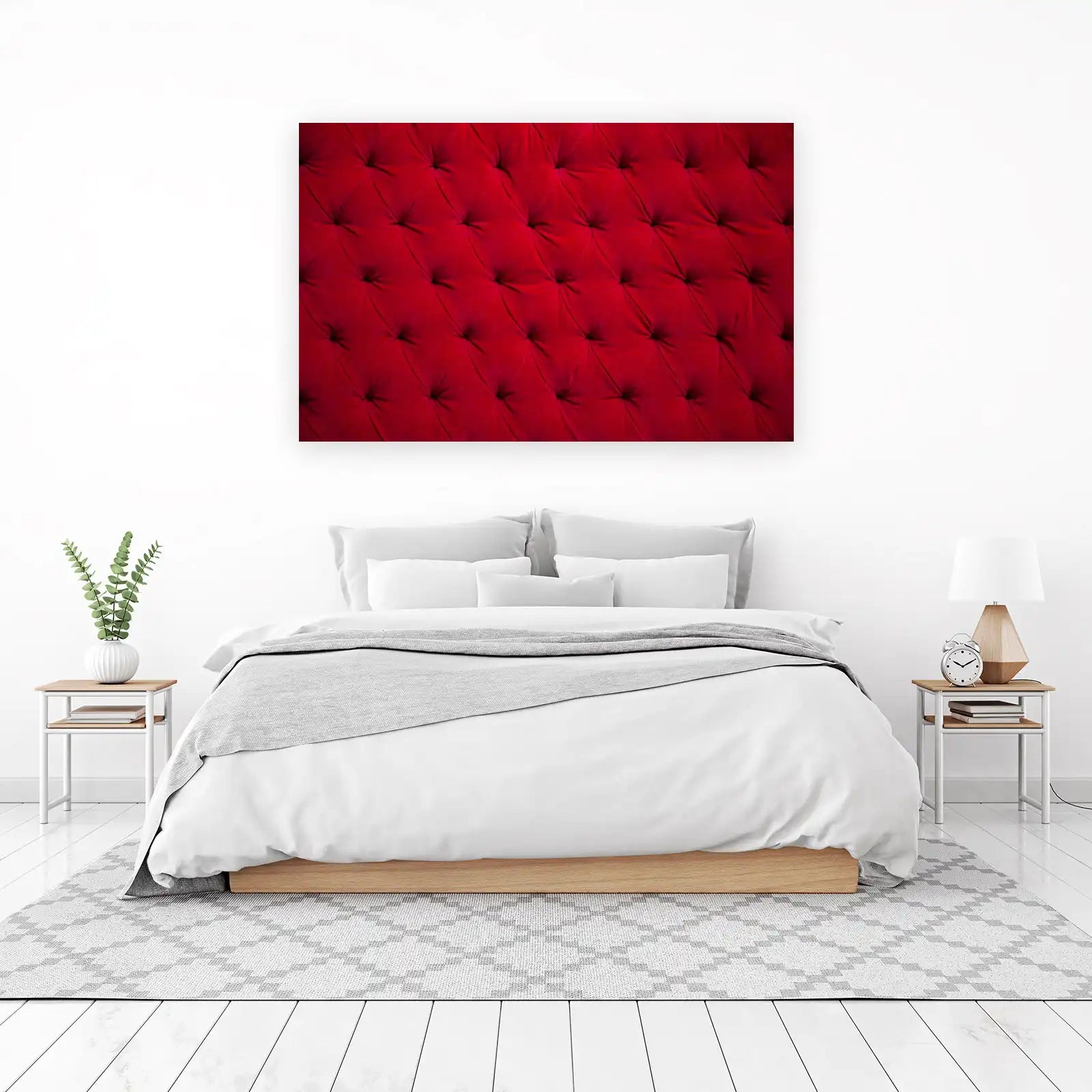 Luxurious Red Velvet Tufted Headboard Wall Art