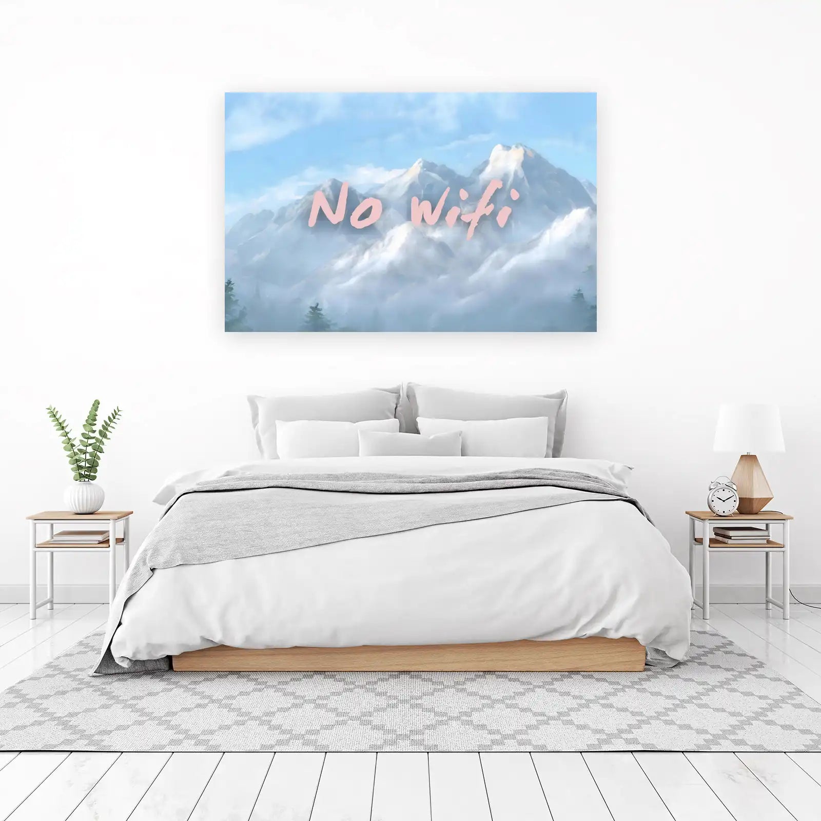 Serene Mountain 'No Wifi' Wall Art