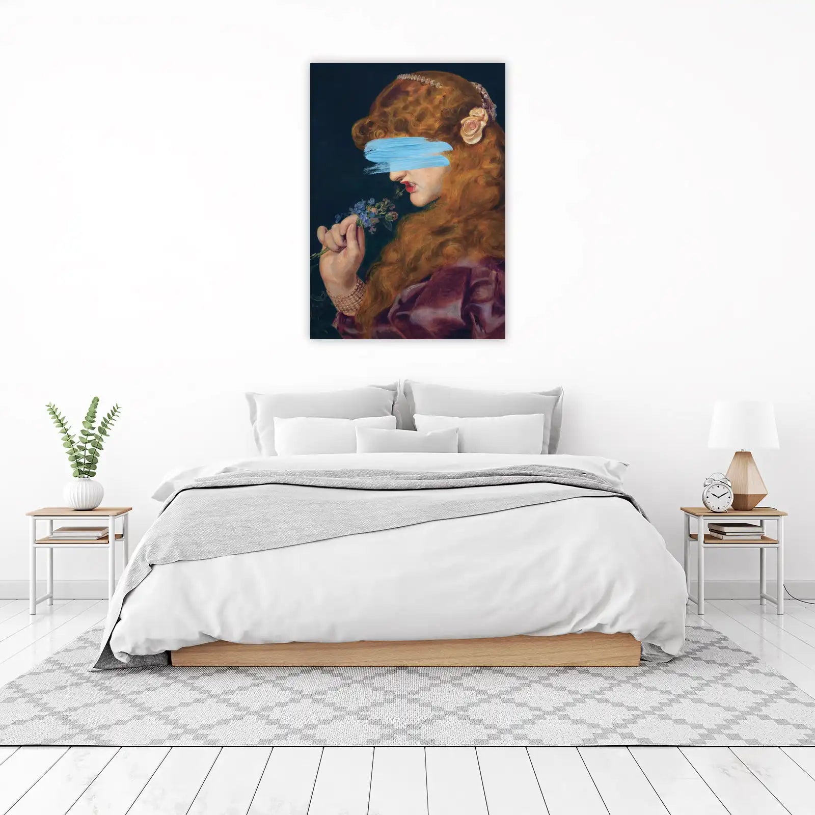 Mysterious Beauty with Flowers Wall Art
