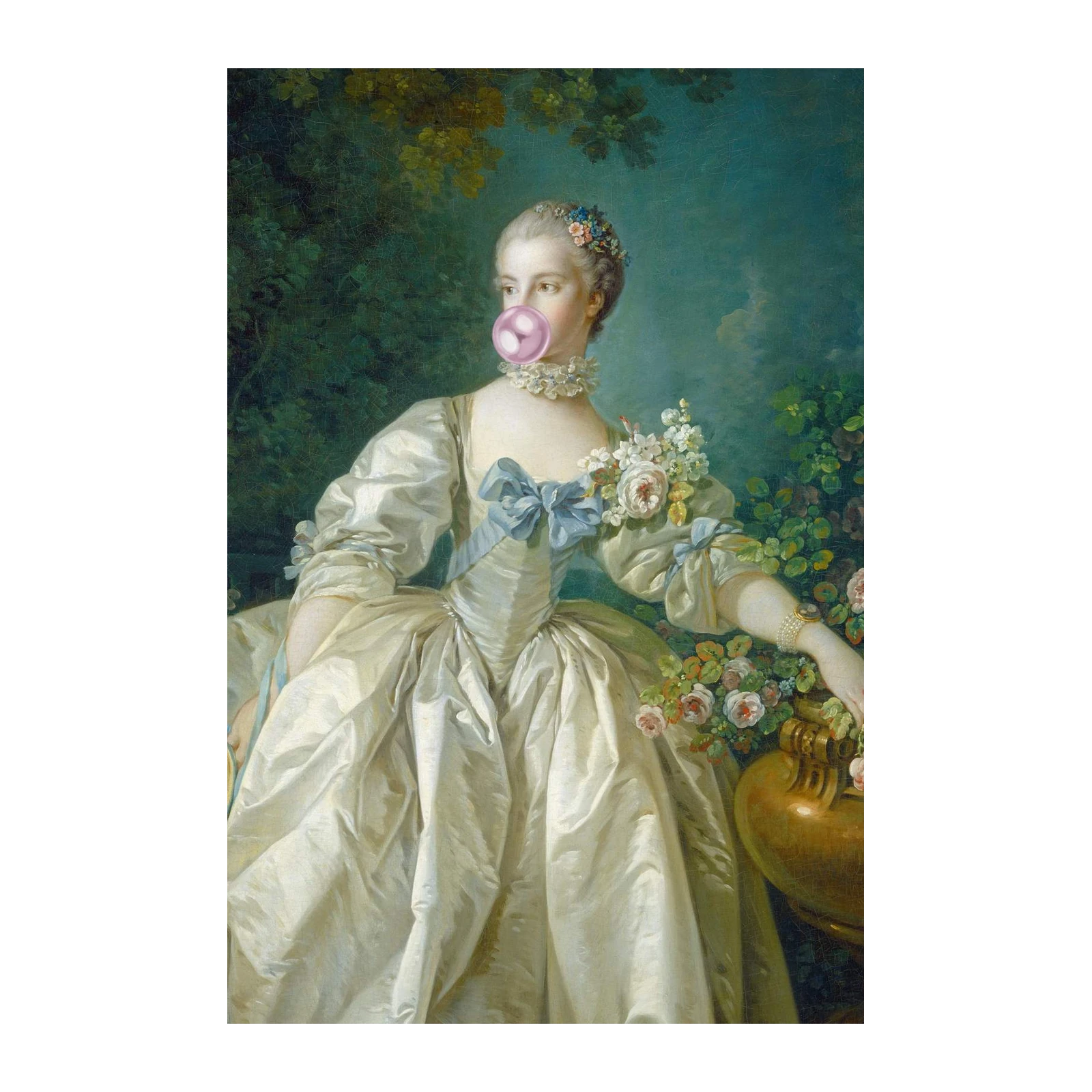 Whimsical Portrait of Elegance Bubblegum Wall Art