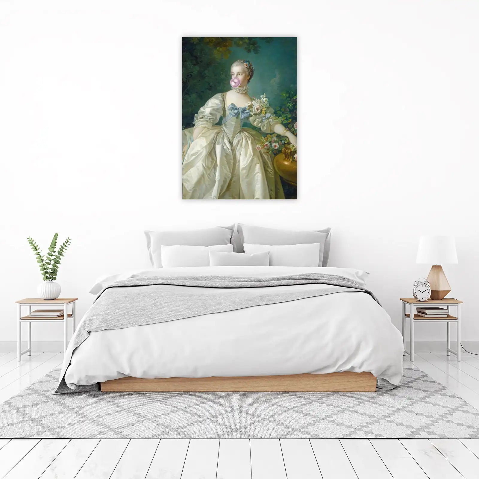 Whimsical Portrait of Elegance Bubblegum Wall Art