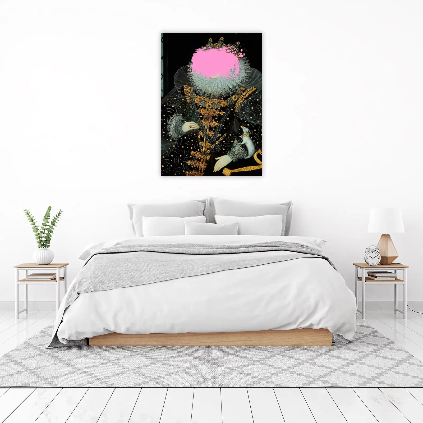 Regal Portrait with Pink Splatter Wall Art
