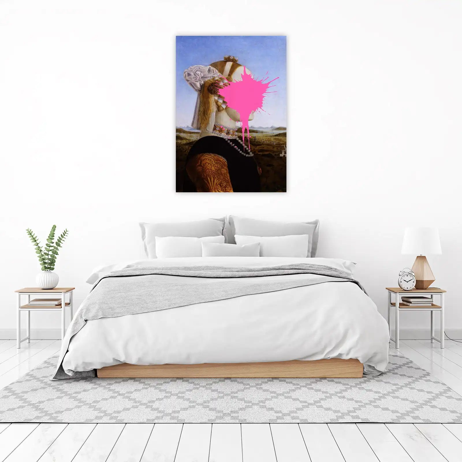Renaissance Lady with Pink Splatter Wall Art