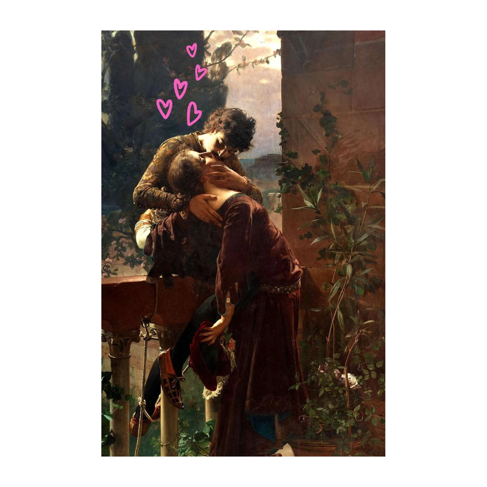 Passionate Embrace Romantic Kiss Wall Art