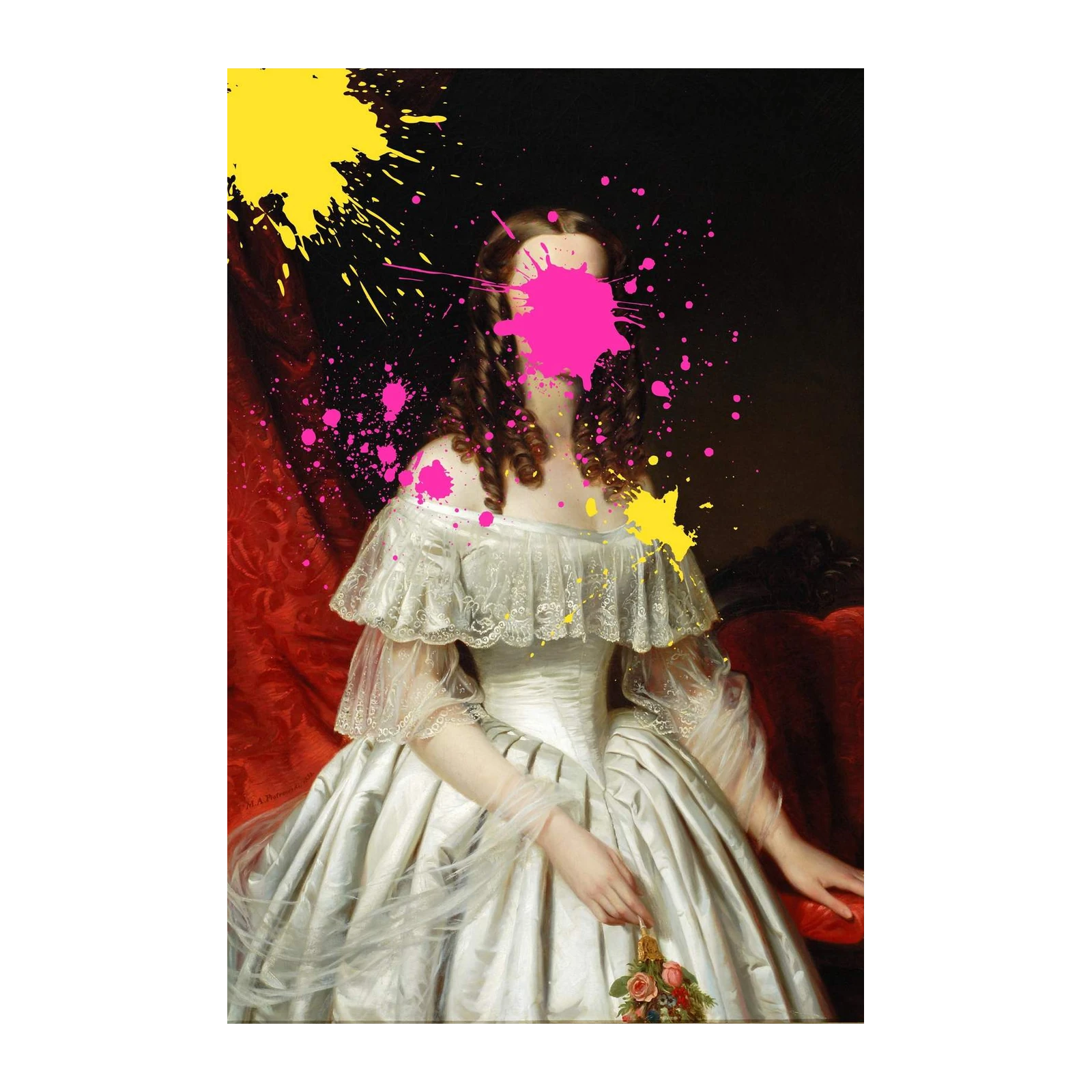 Modern Baroque Woman Splash Paint Wall Art