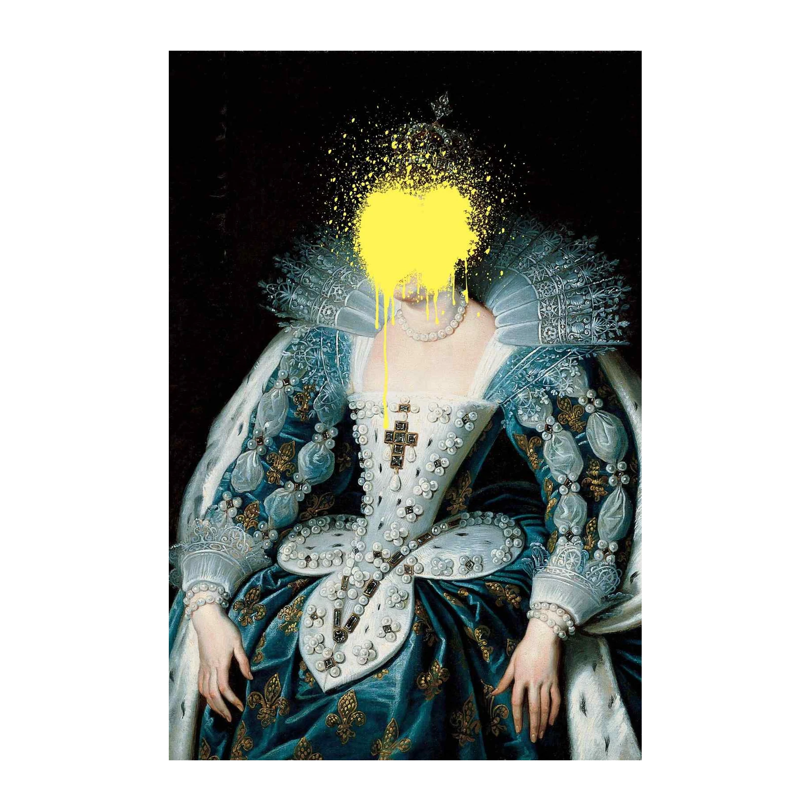 Modern Queen Portrait Yellow Splash Wall Art