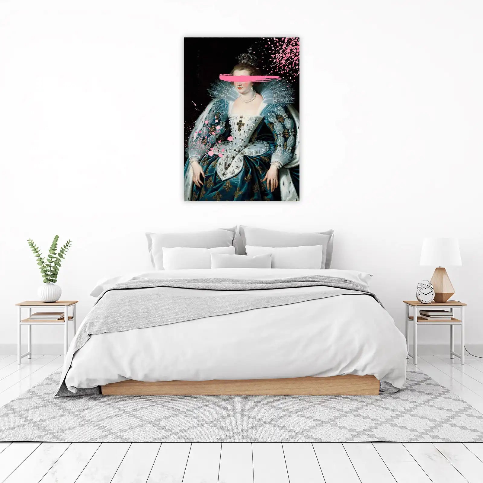 Modern Royal Portrait Pink Splatter Wall Art