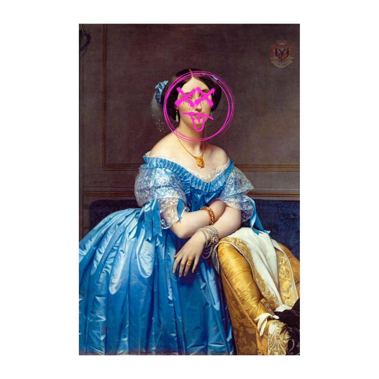 Reimagined Portrait Lady Blue Dress Wall Art