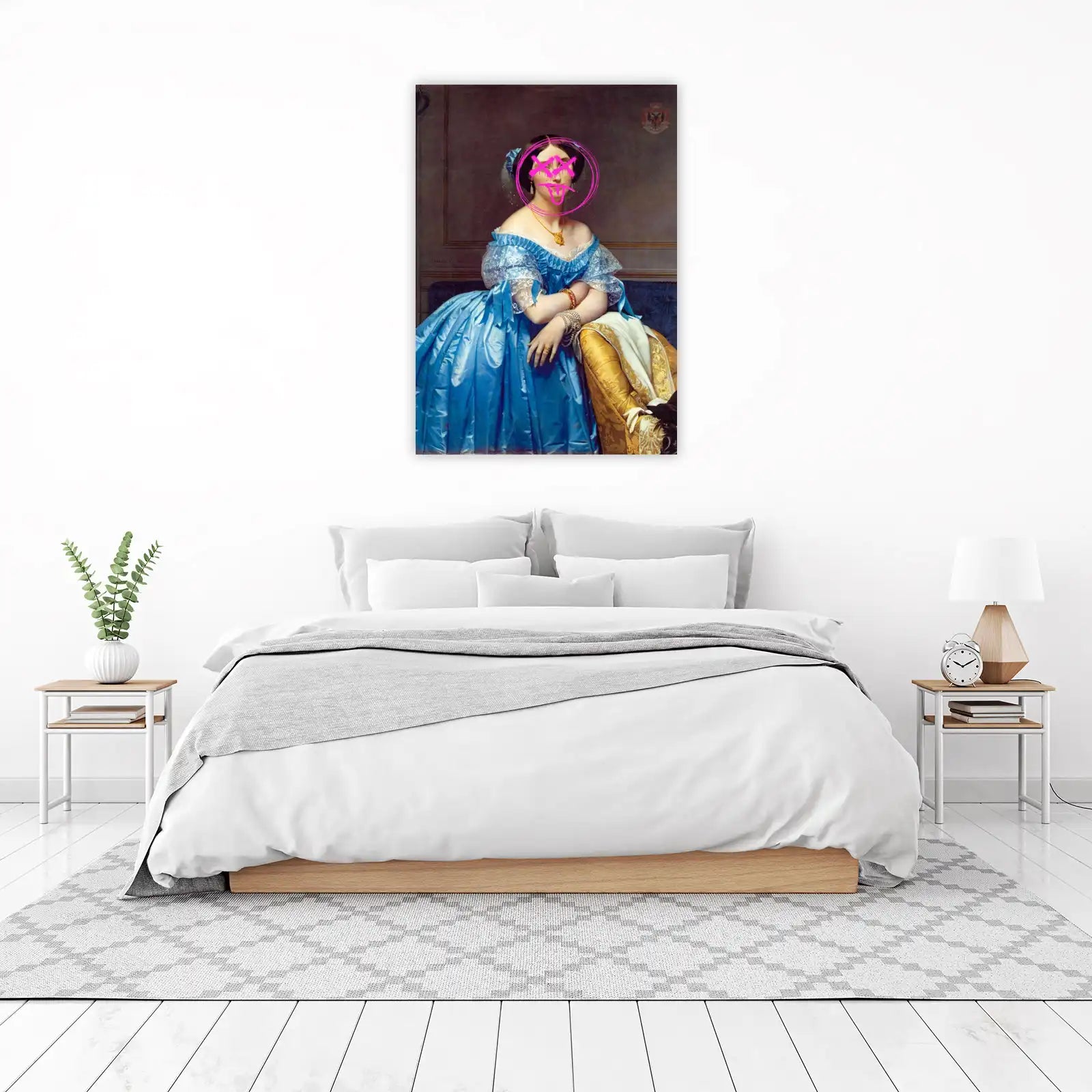 Reimagined Portrait Lady Blue Dress Wall Art