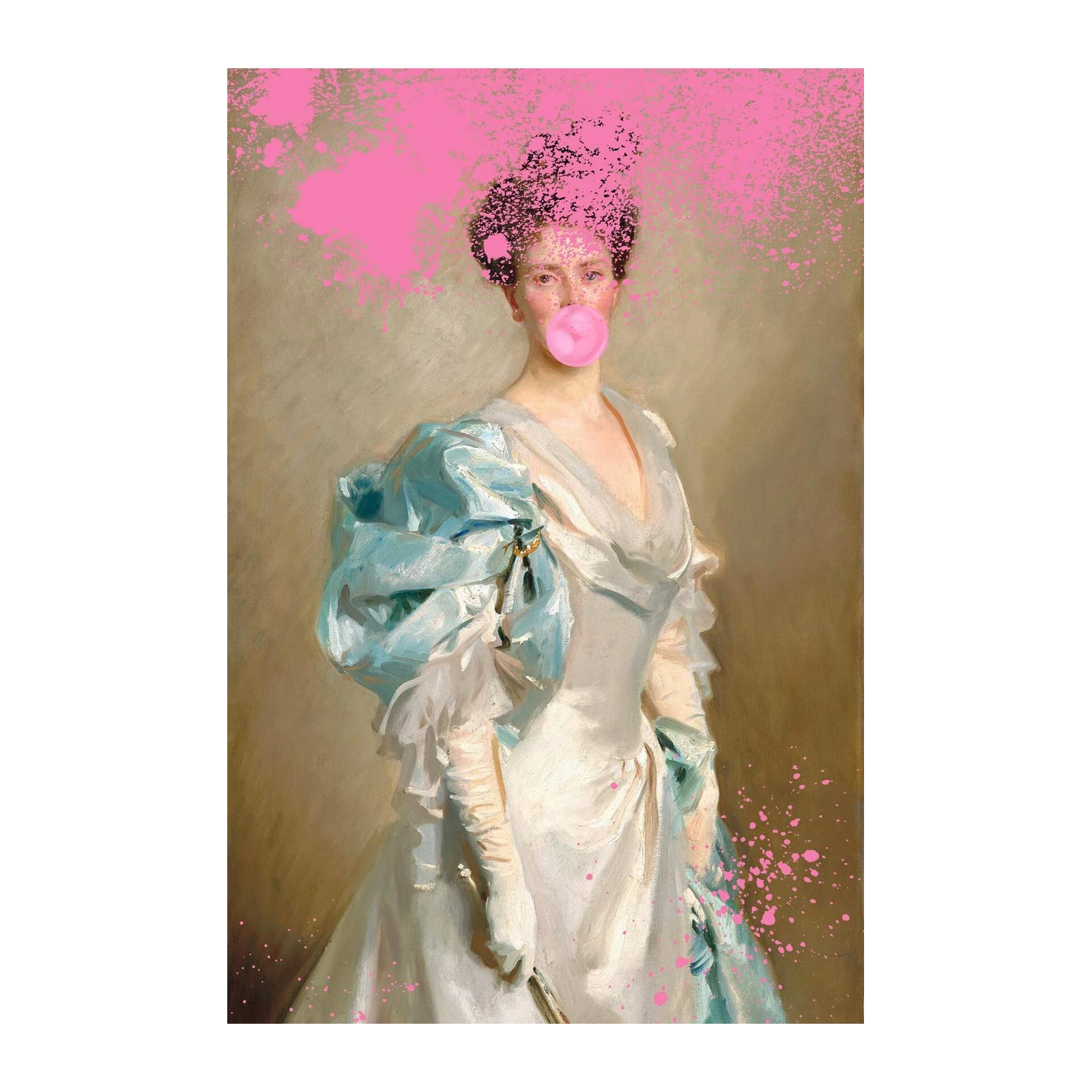Victorian Woman Pink Bubblegum Wall Art