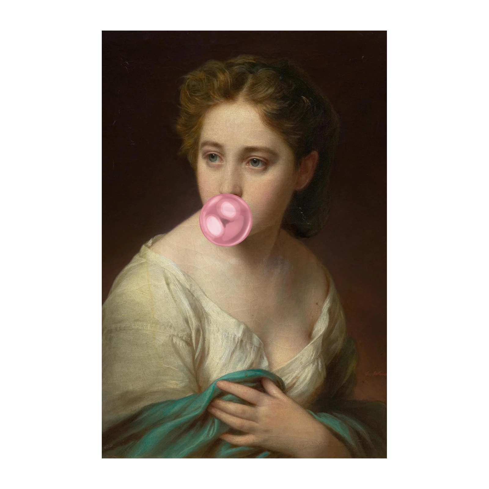 Classic Portrait with Pink Bubblegum Wall Art