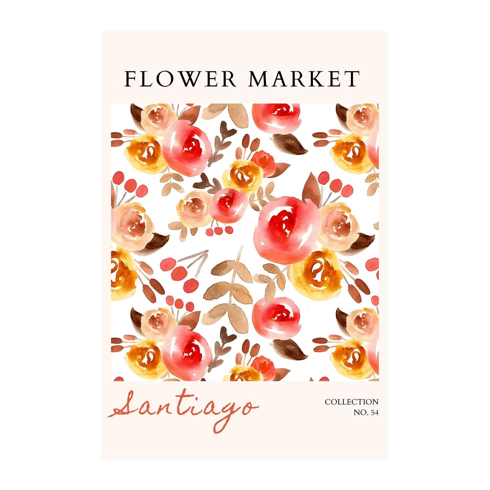 Vibrant Floral Watercolor Flower Market Wall Art