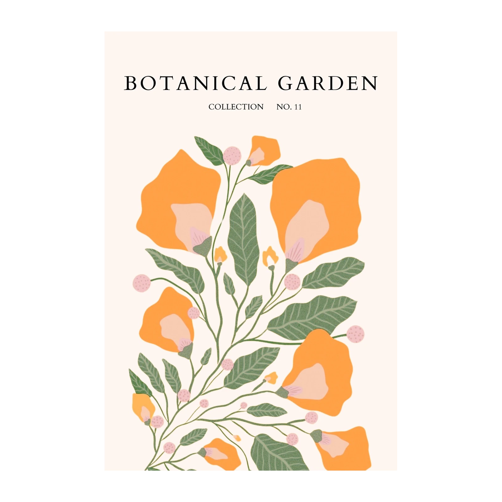 Vibrant Orange Floral Botanical Garden Wall Art