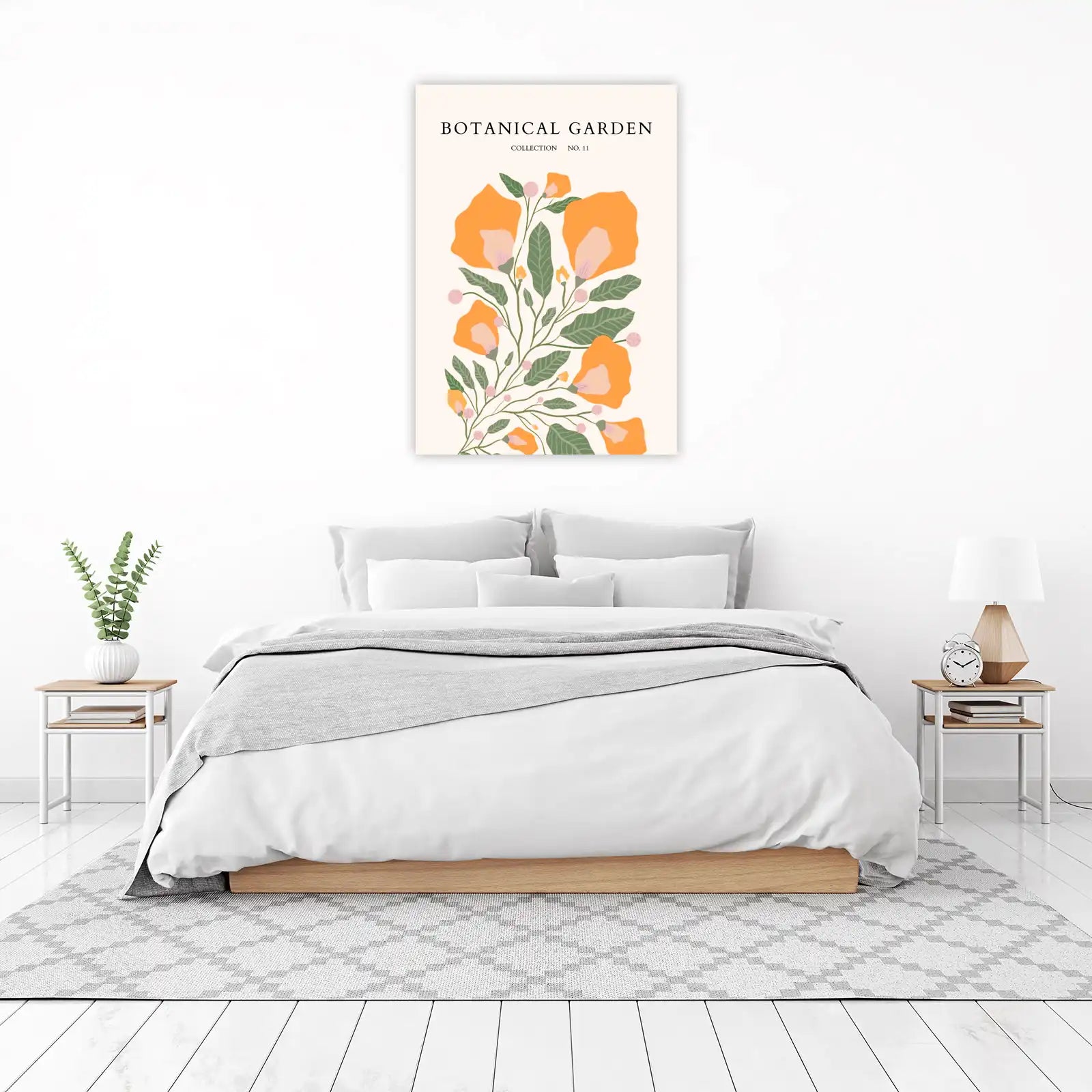 Vibrant Orange Floral Botanical Garden Wall Art