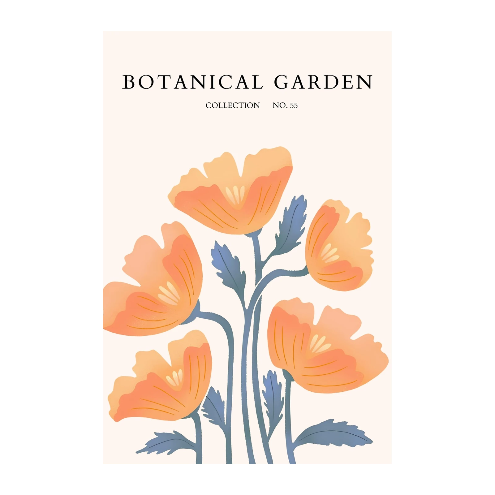 Orange Floral Botanical Garden Wall Art