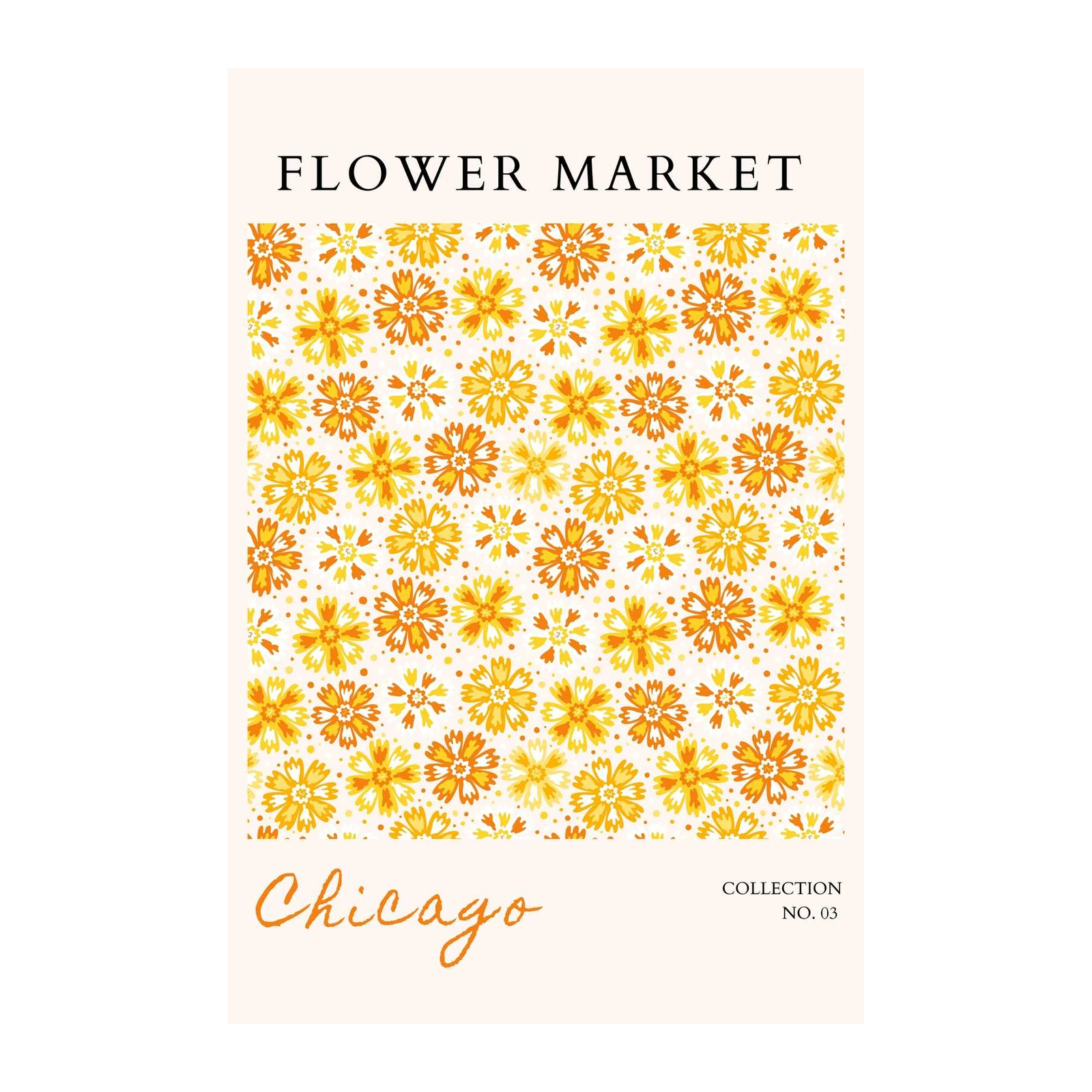 Chicago Flower Market Yellow Orange Floral Wall Art