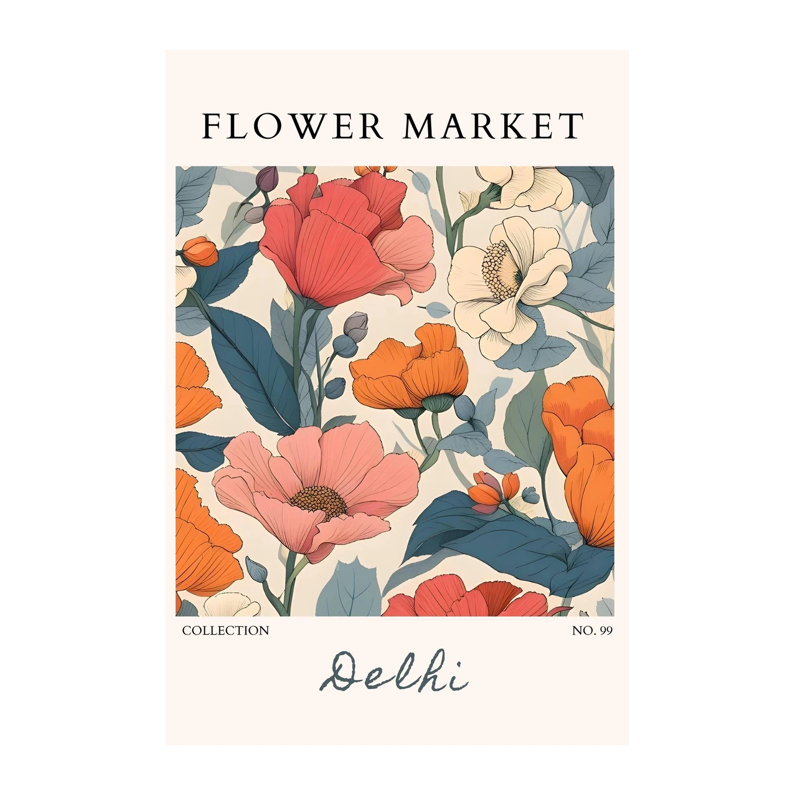 Vibrant Floral Market Delhi Wall Art