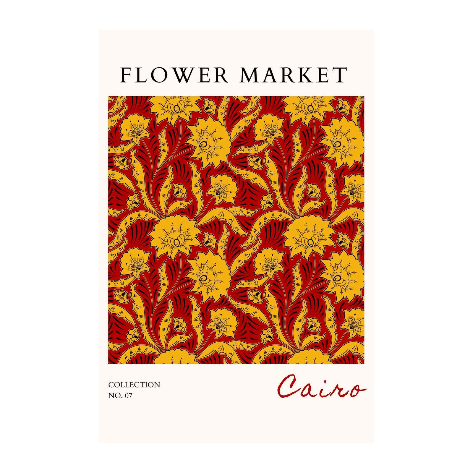 Cairo Floral Market Red & Gold Wall Art