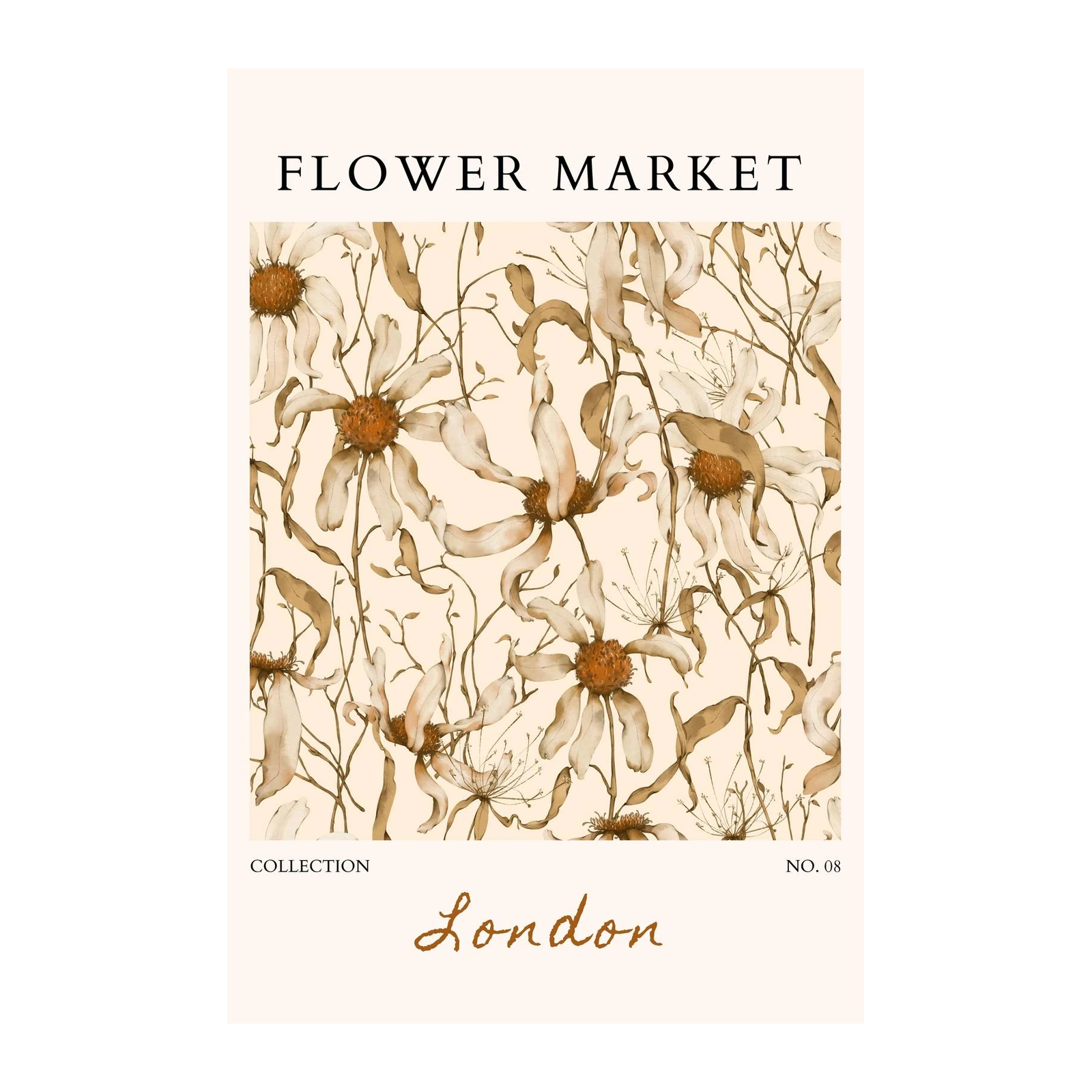 Vintage Floral "Flower Market London" Wall Art