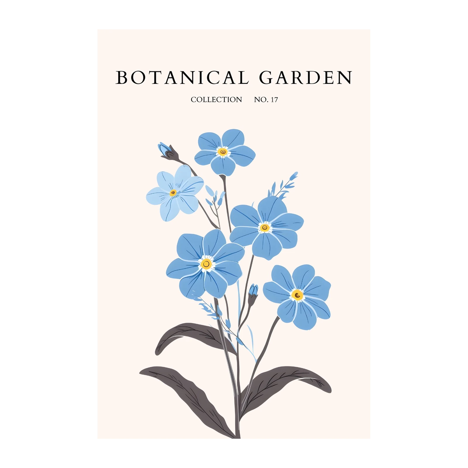 Blue Botanical Garden Flowers Wall Art