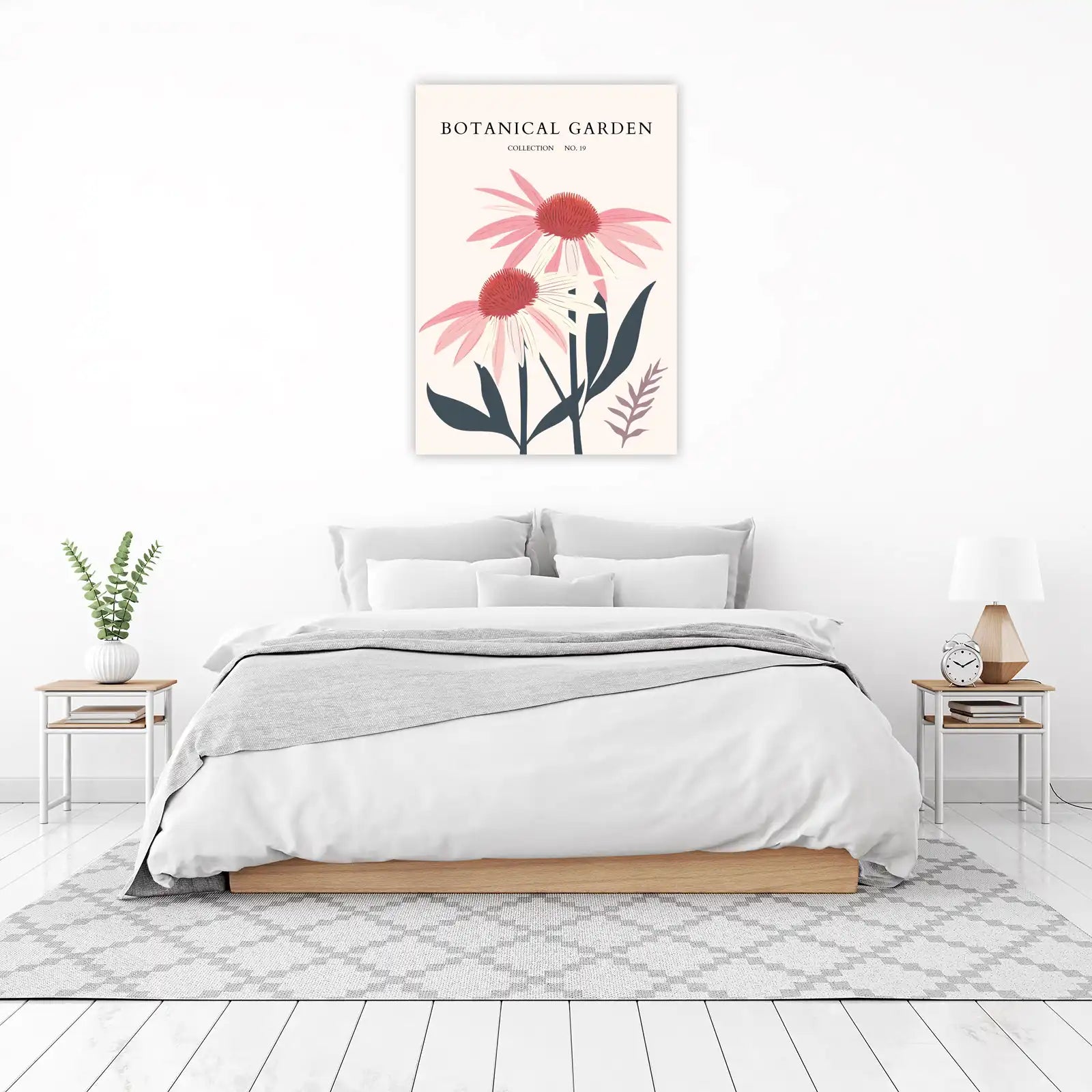 Modern Pink Echinacea Botanical Wall Art