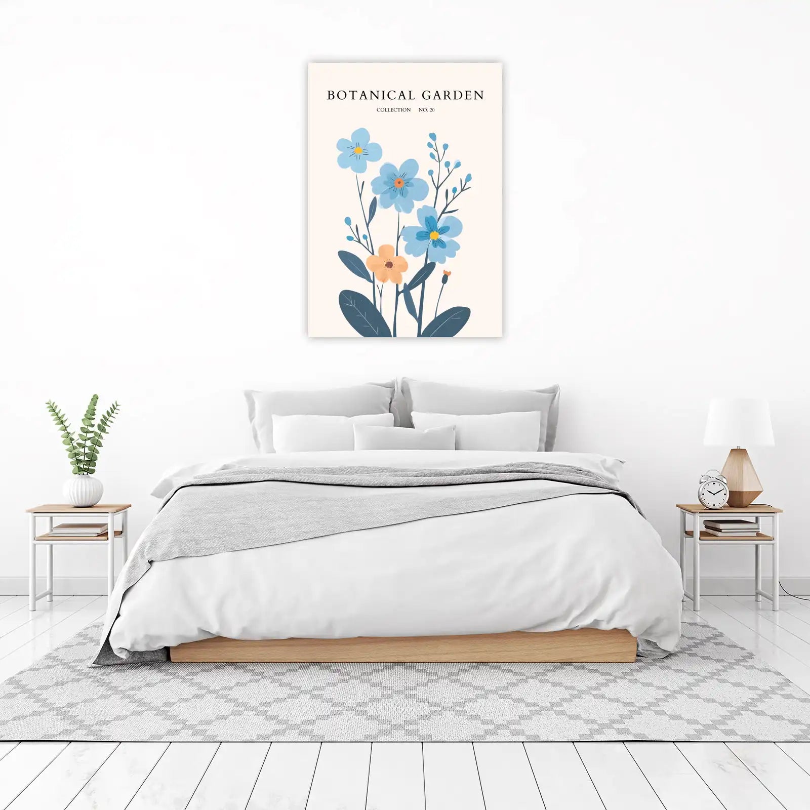 Blue & Peach Floral Botanical Garden Wall Art