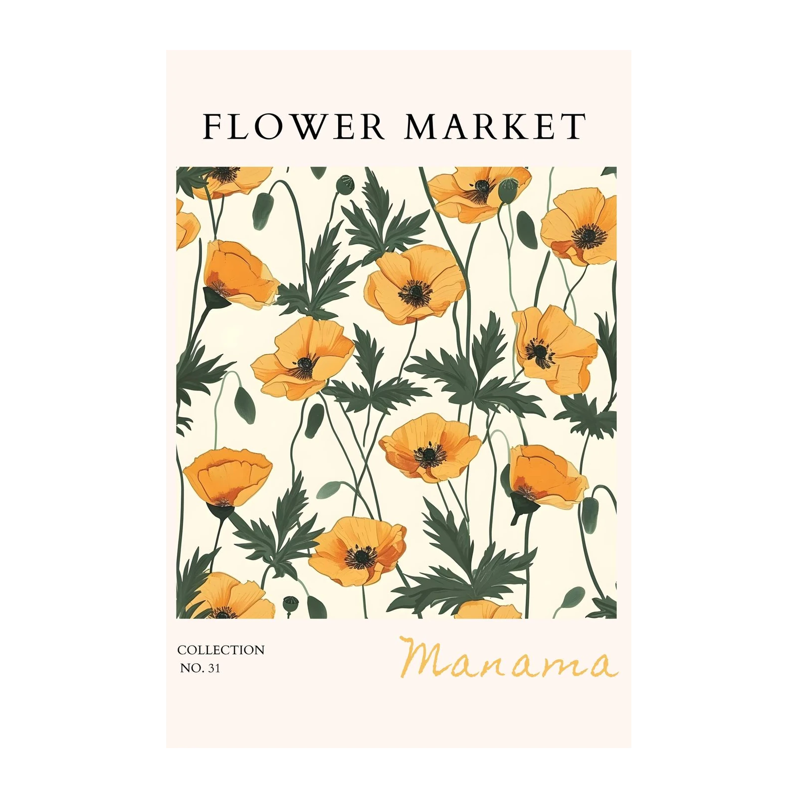 Vibrant Orange Poppy Flower Market Wall Art