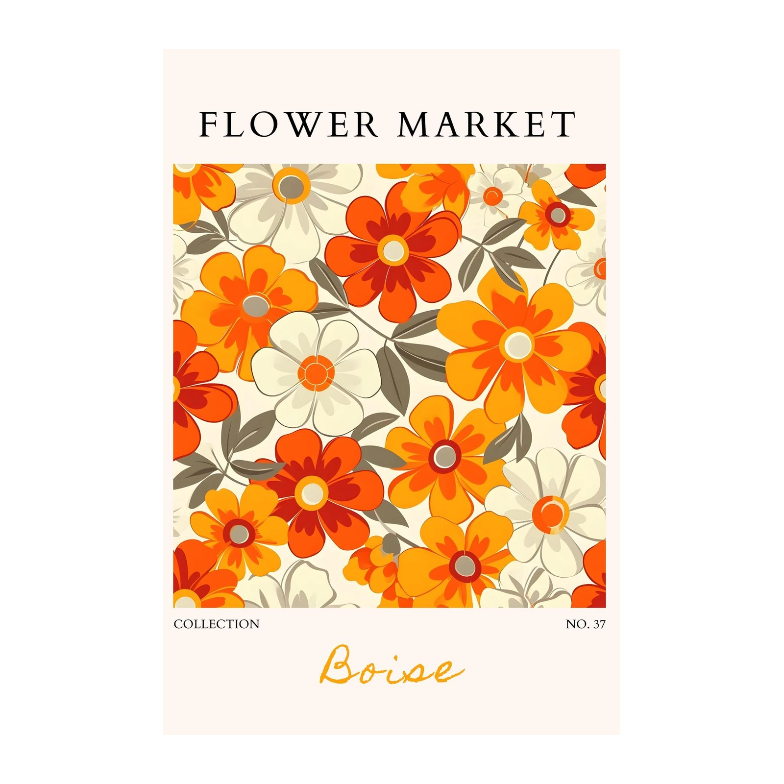 Retro Floral "Flower Market" Wall Art