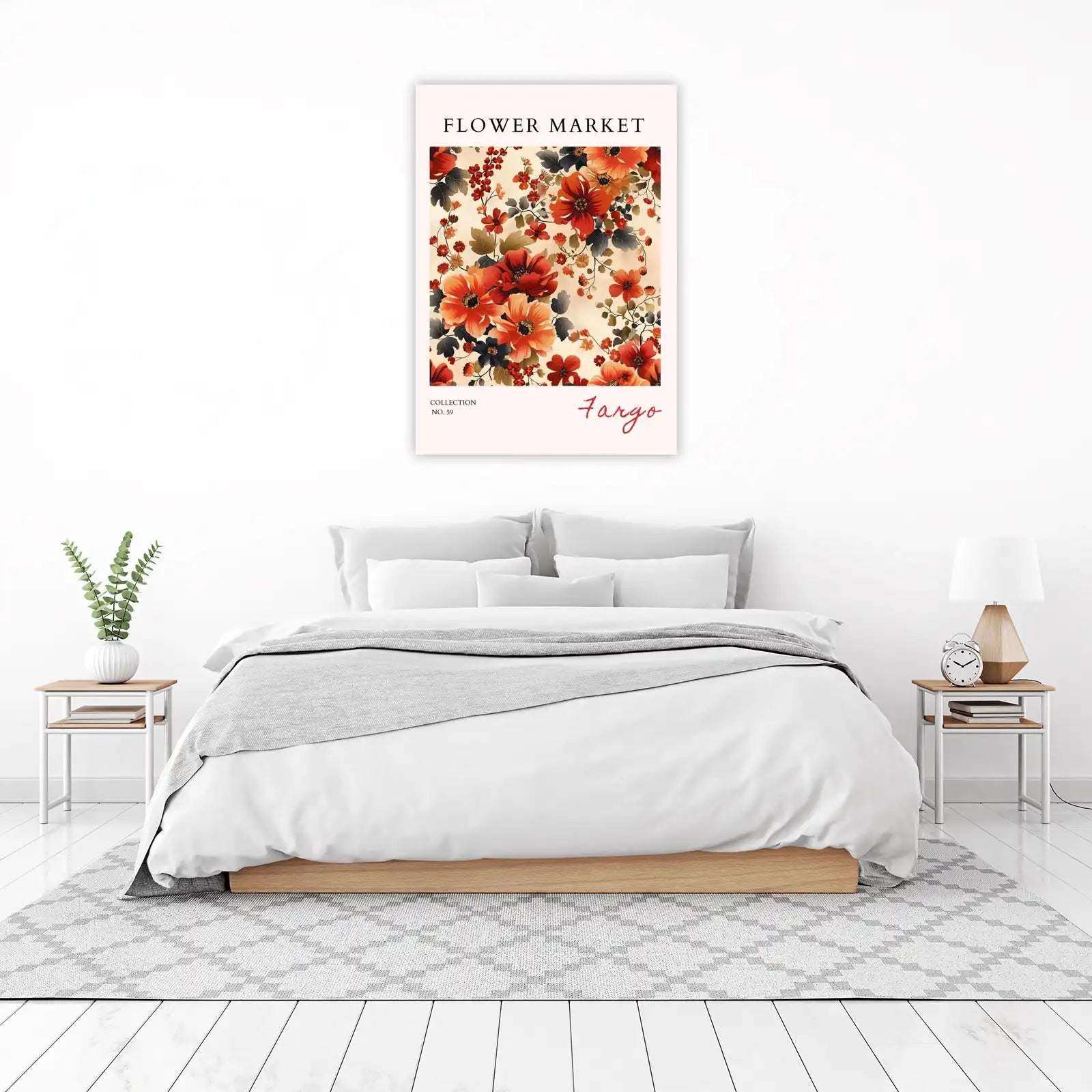 Vintage Floral Market Red Orange Wall Art