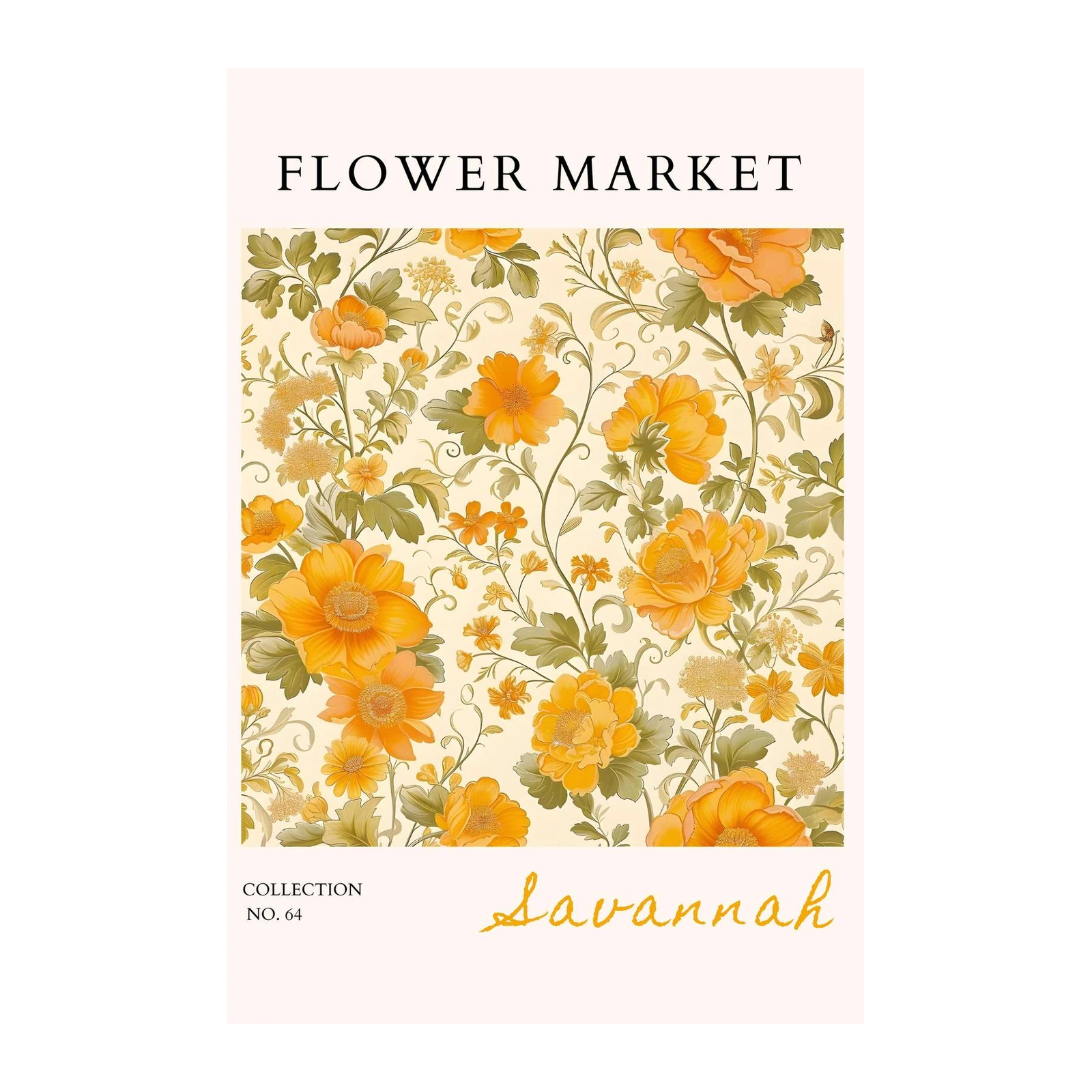 Vintage Floral Orange Poppy Wall Art
