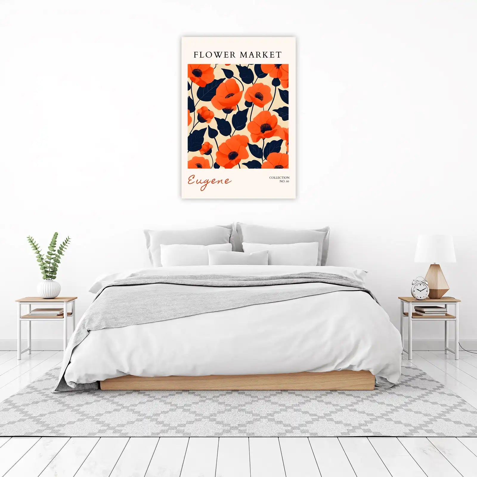 Vibrant Orange Poppy Floral "Flower Market" Wall Art