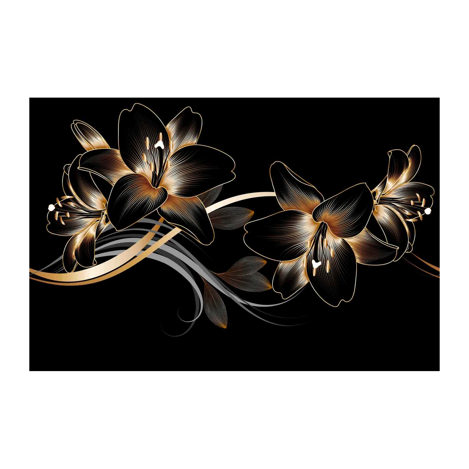 Black Gold Lily Floral Wall Art Wall Art