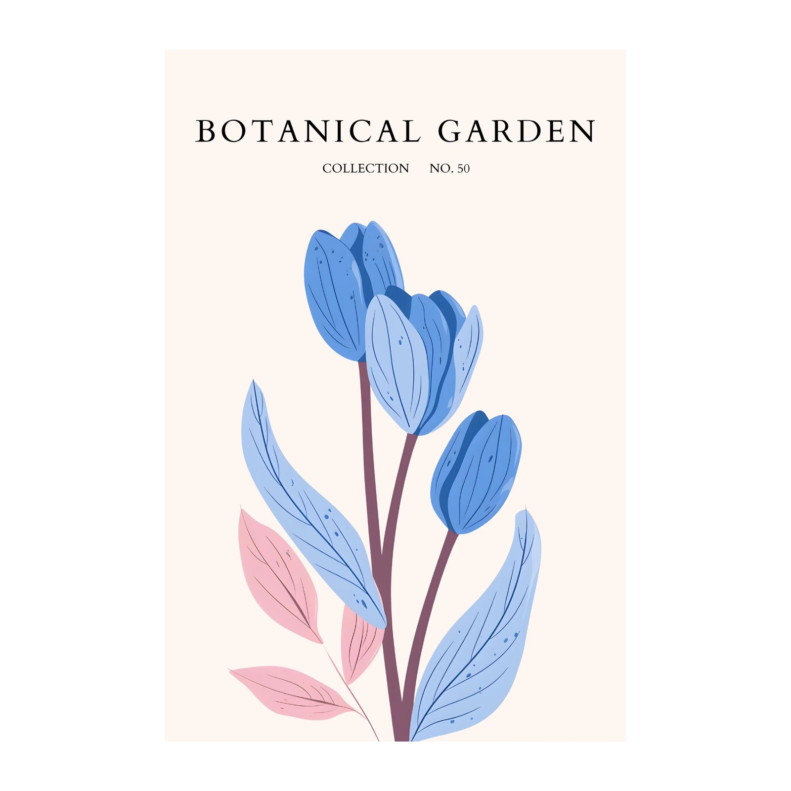 Serene Blue Floral Botanical Garden Wall Art
