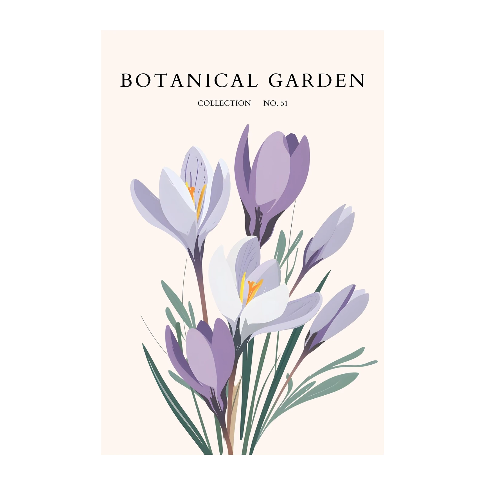 Serene Crocus Botanical Garden Wall Art