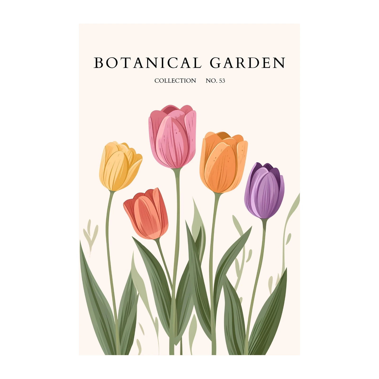 Botanical Garden Tulips Wall Art - Spring Floral Wall Art