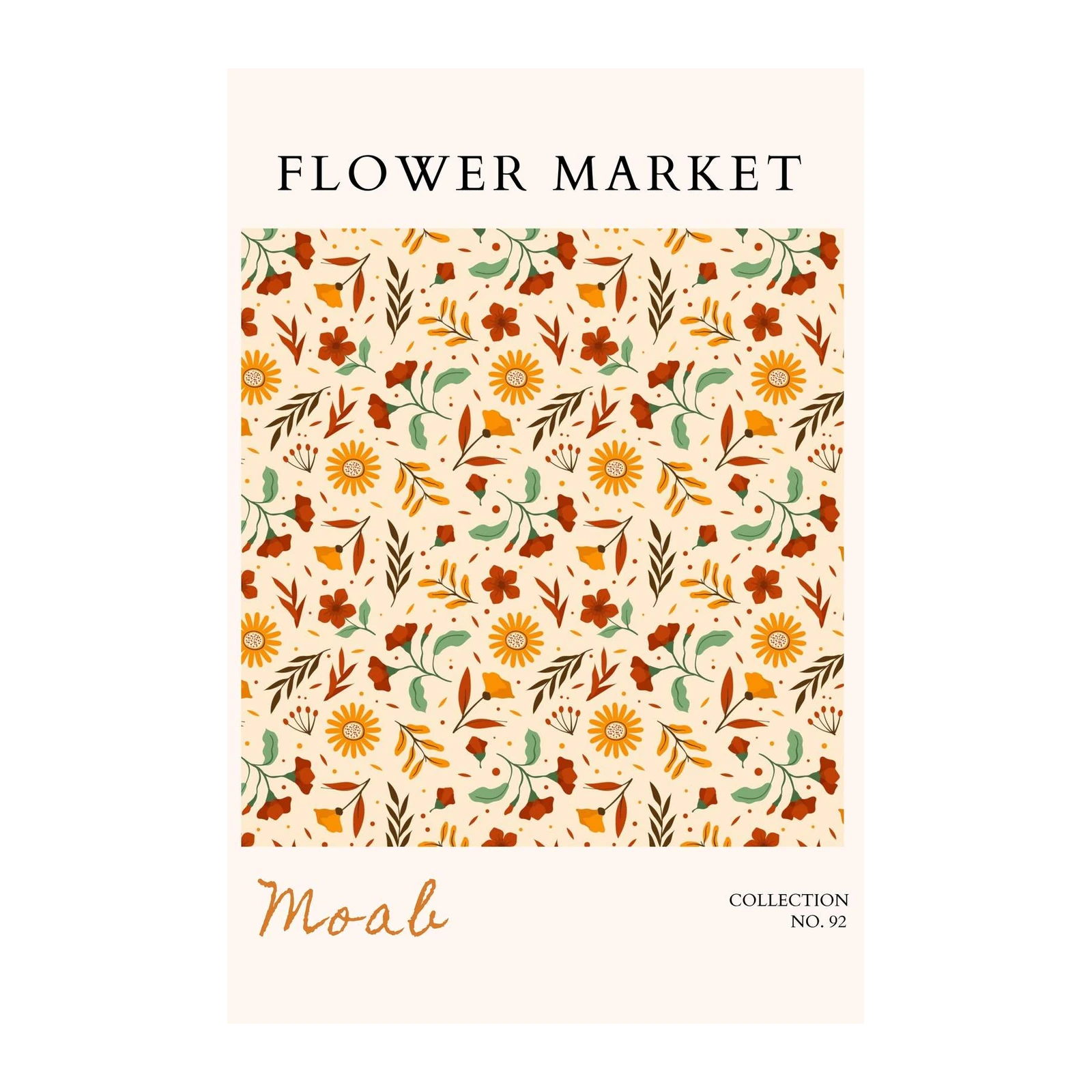 Boho Floral Folk Art Wall Art